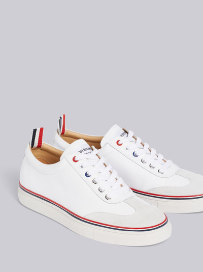 Thom Browne White Rubberizesd Calfskin Lo-Top Trainer outlook