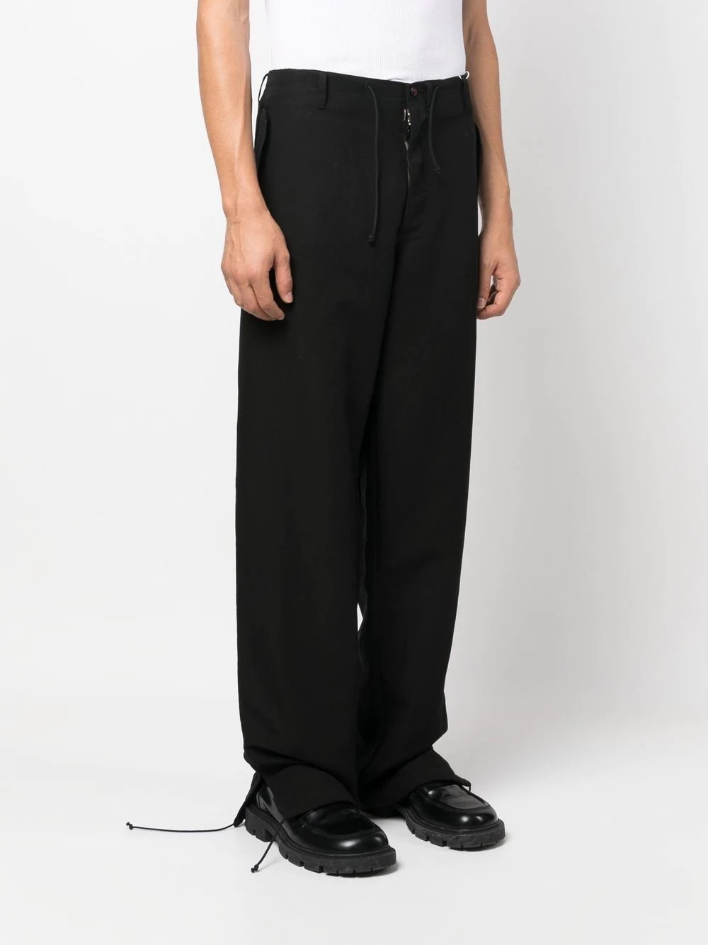 straight-leg drawstring cuff trousers - 4