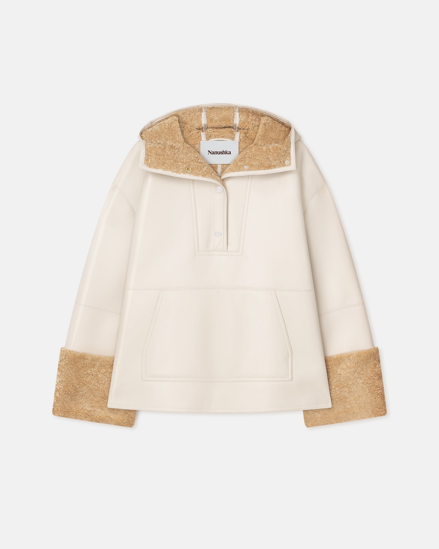 Hooded Bonded Shearling Pullover - 4
