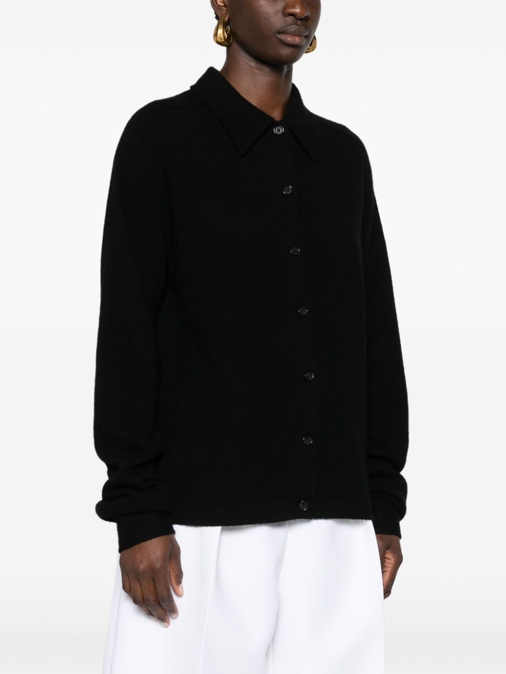 shirt-collar cashmere cardigan - 3