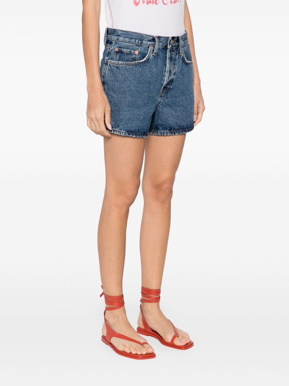 logo-patch denim shorts - 3