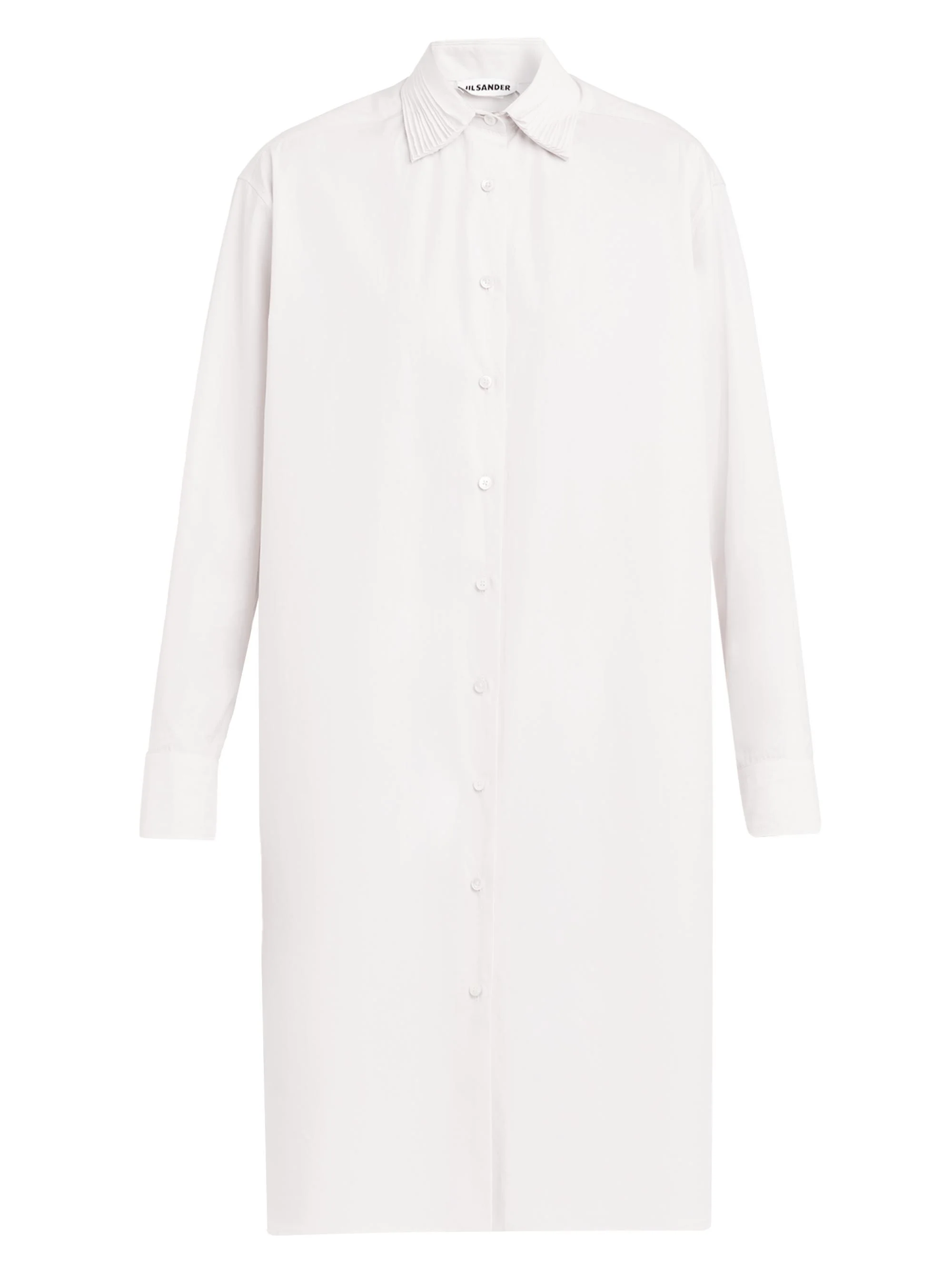 Women's Layered Collar Cotton Poplin Shirtdress - Optic White - 1