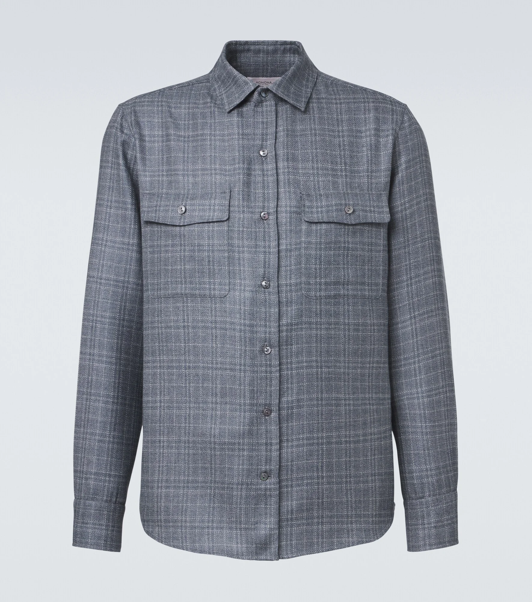 Checked wool, silk, and linen shirt - 1