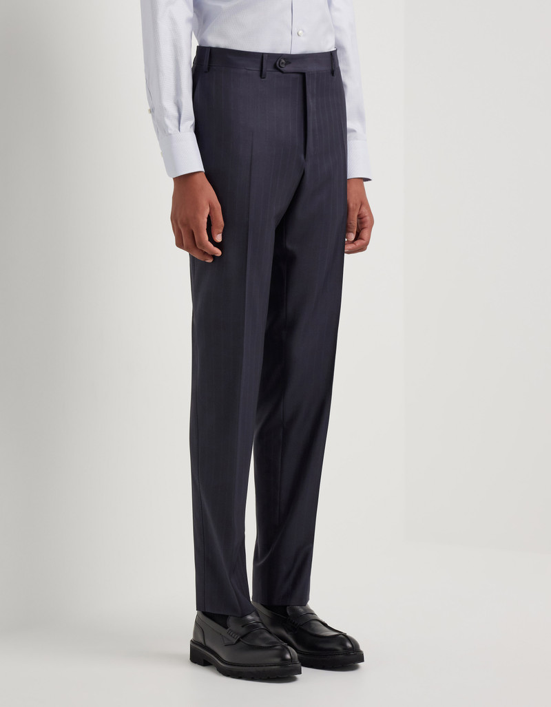 LIGHT BLUE DENIM-EFFECT WOOL REGULAR-FIT SUIT 18