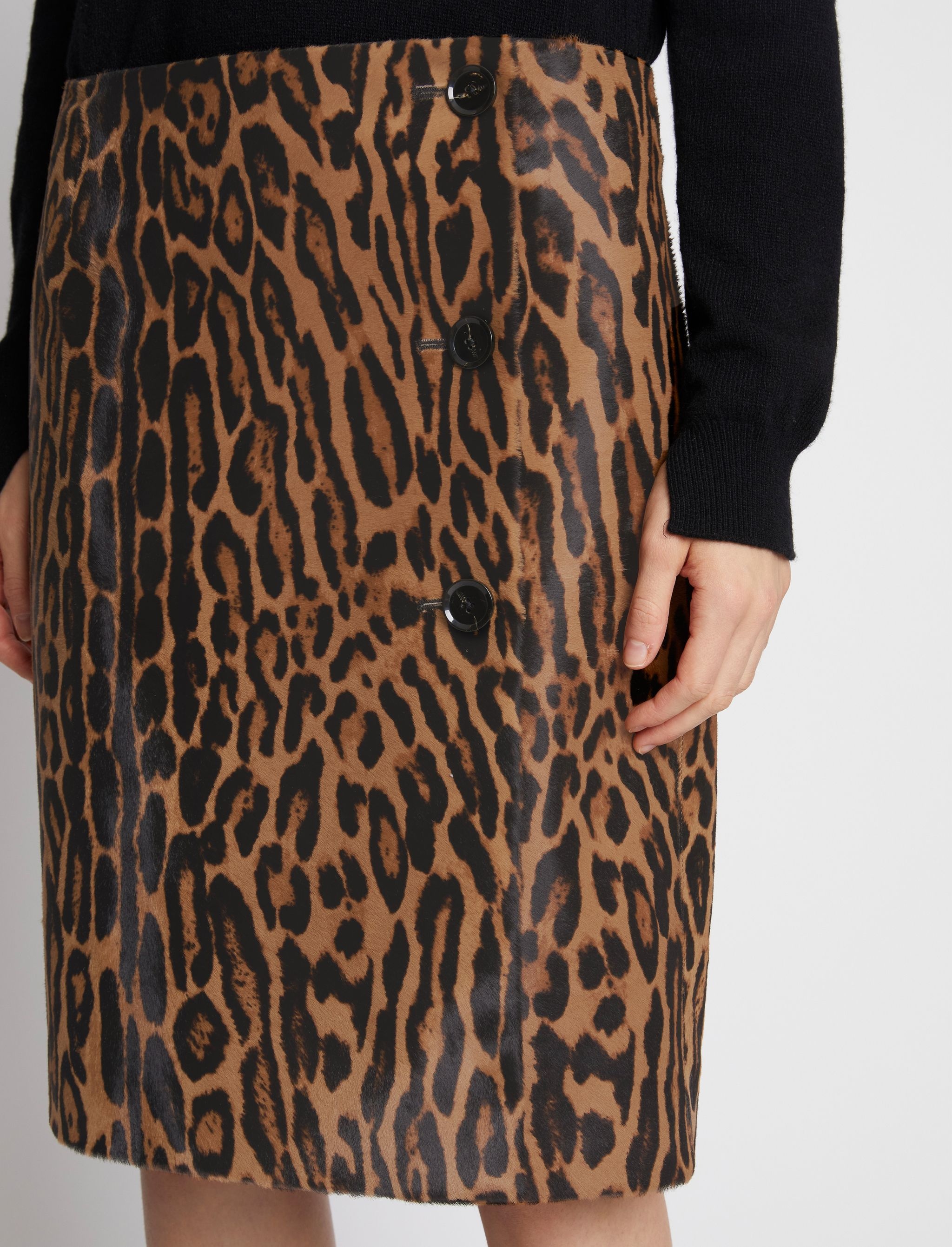 Leopard Printed Haircalf Skirt - 5