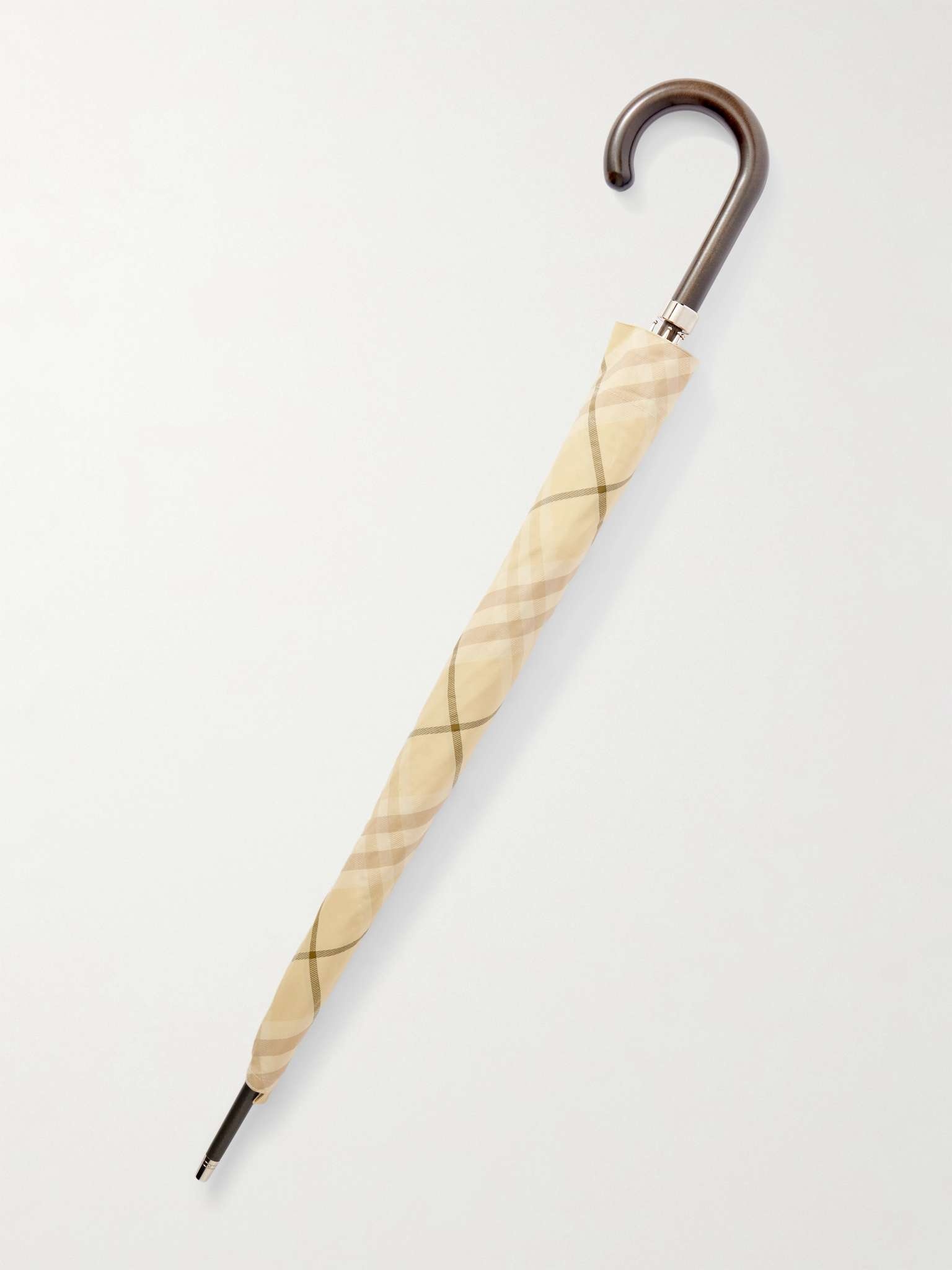 Checked Wood-Handle Umbrella - 3