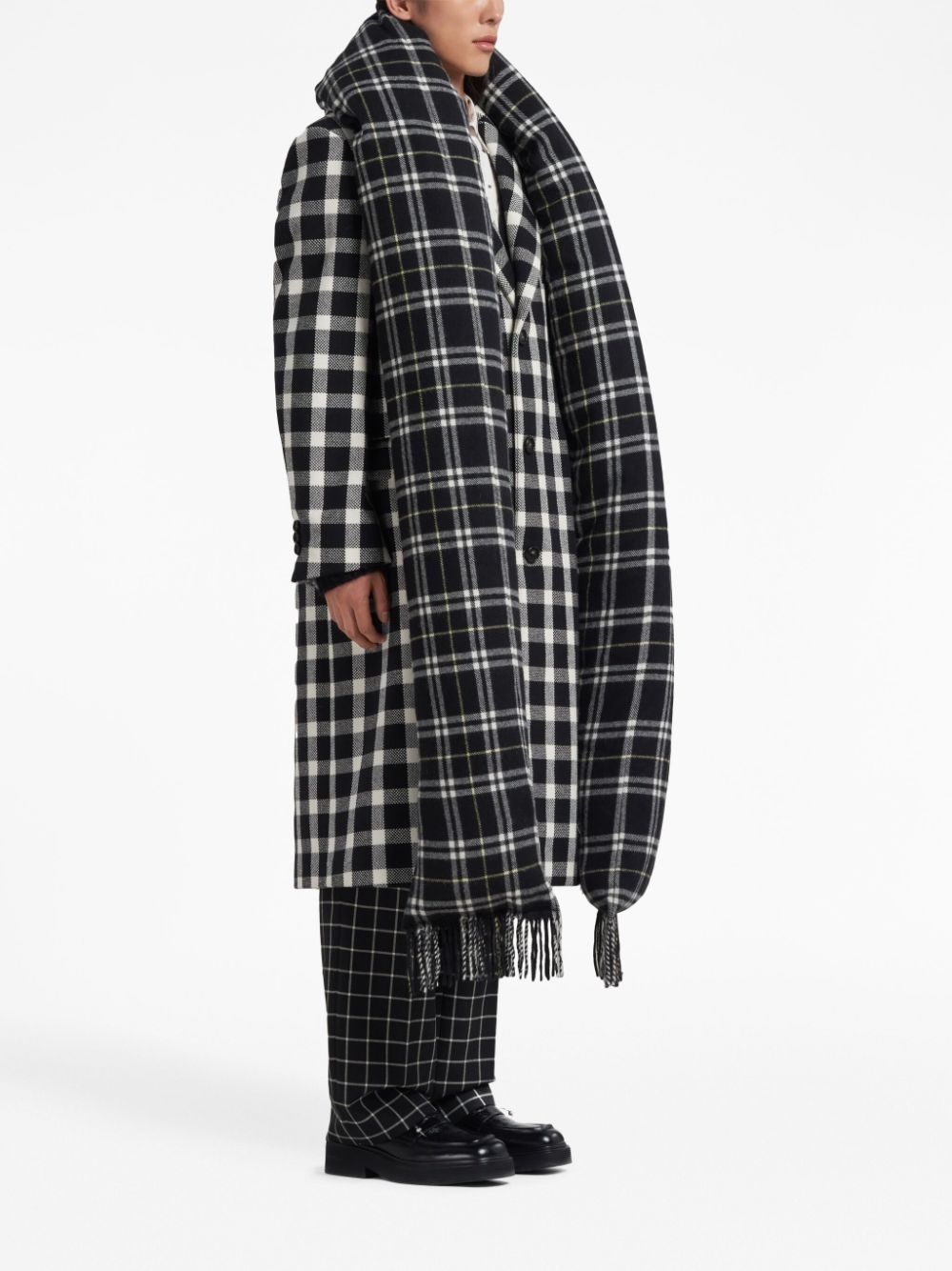 windowpane-check cardigan - 2