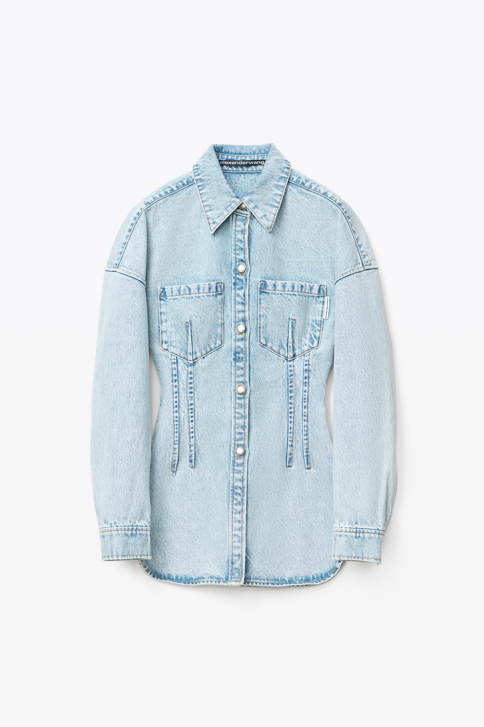 DROP SHOULDER NIPPED SHIRT IN DENIM - 1