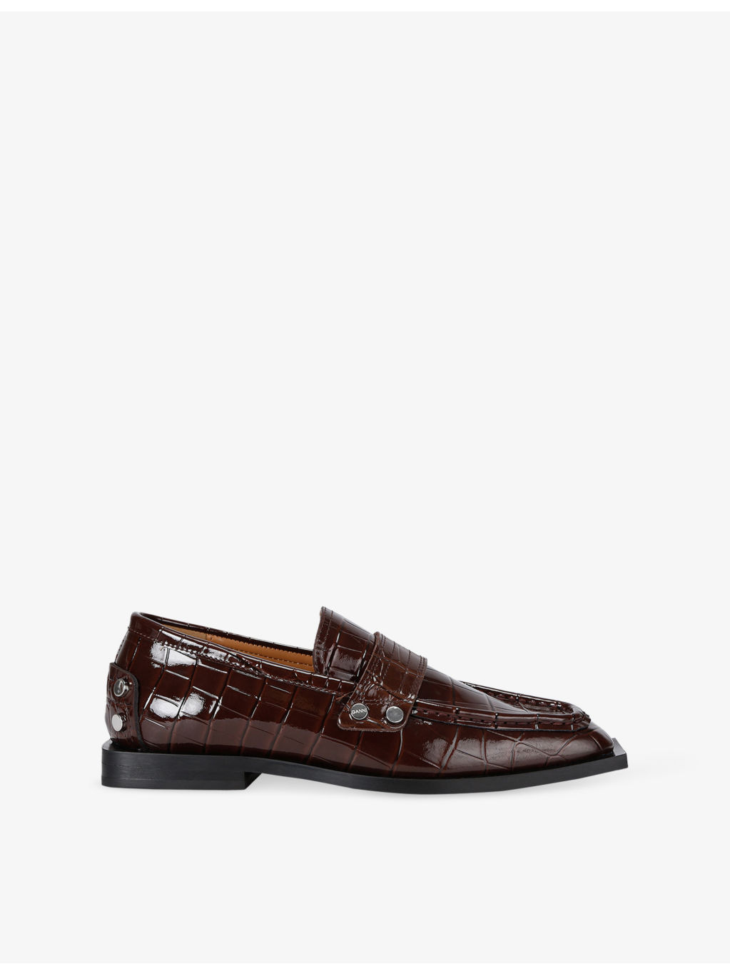 Stud-Embellished Crocodile-Embossed Faux-Leather Loafers - 1
