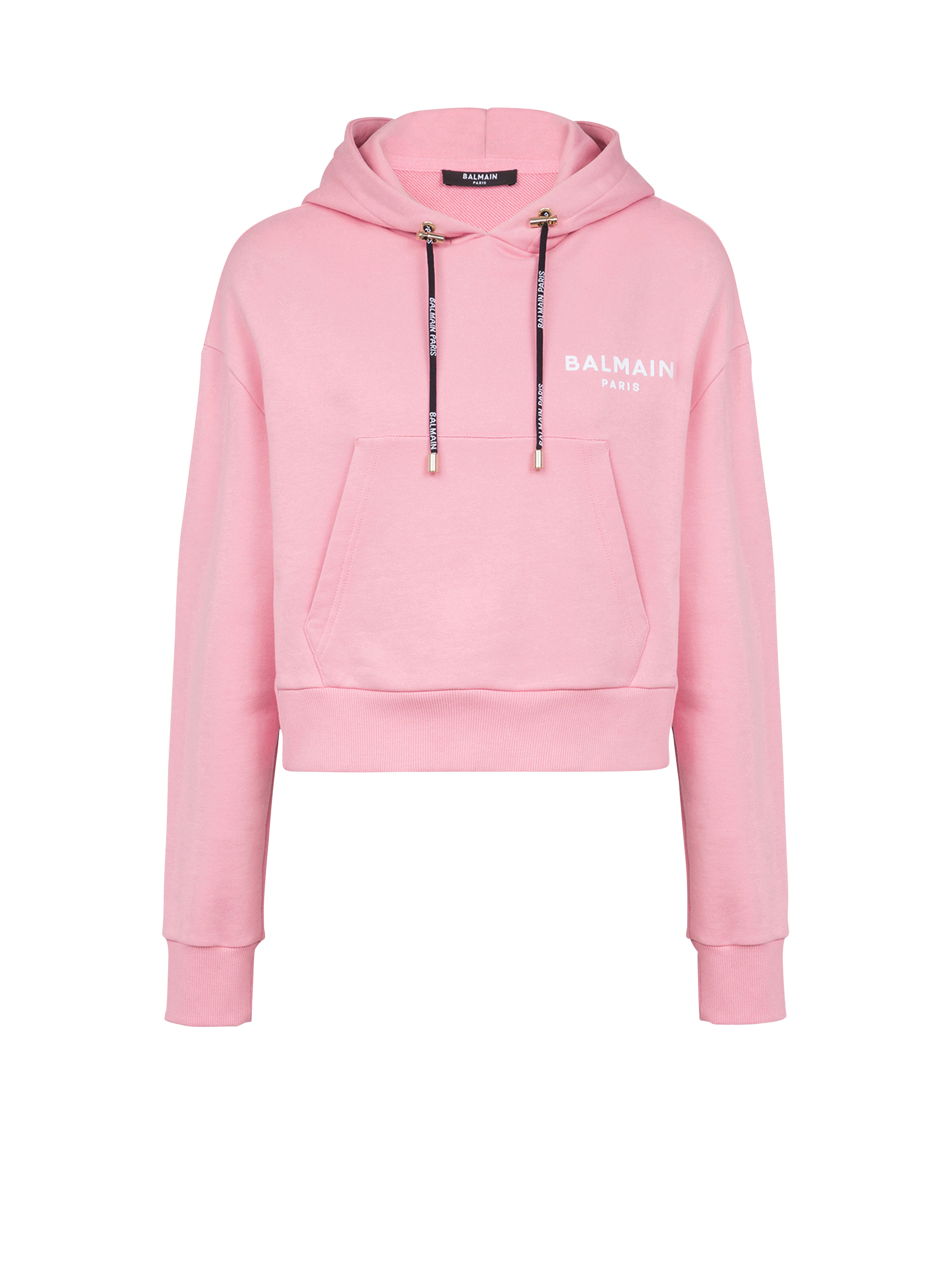 Eco-designed cotton sweatshirt with flocked Balmain logo - 1