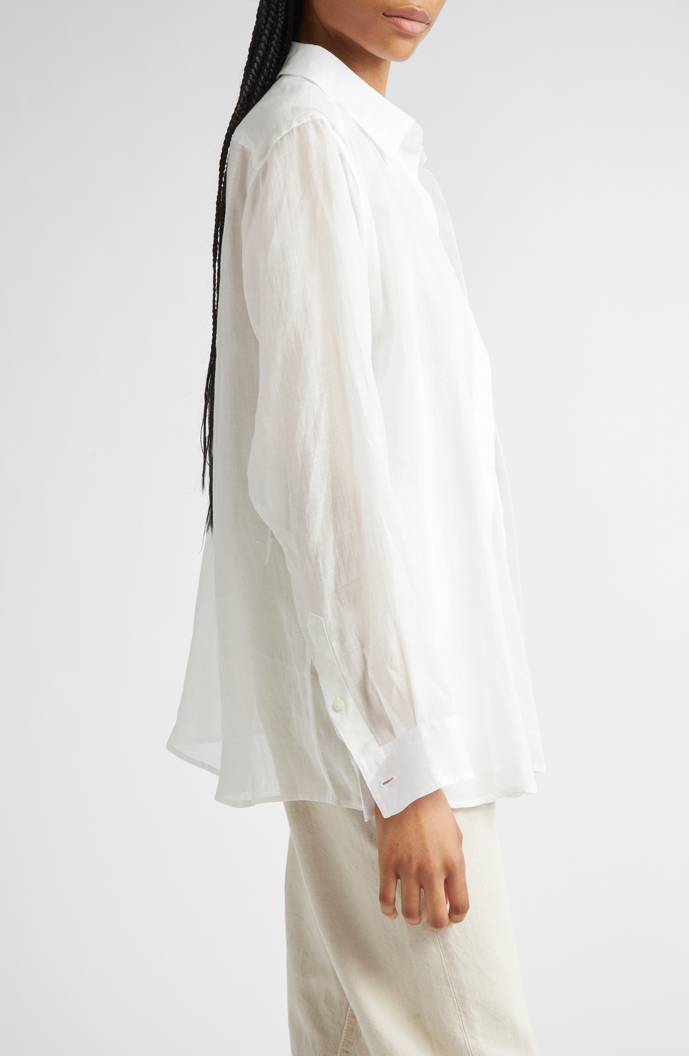 TOTEME Double Collar Button-Up Shirt in White at Nordstrom - 4