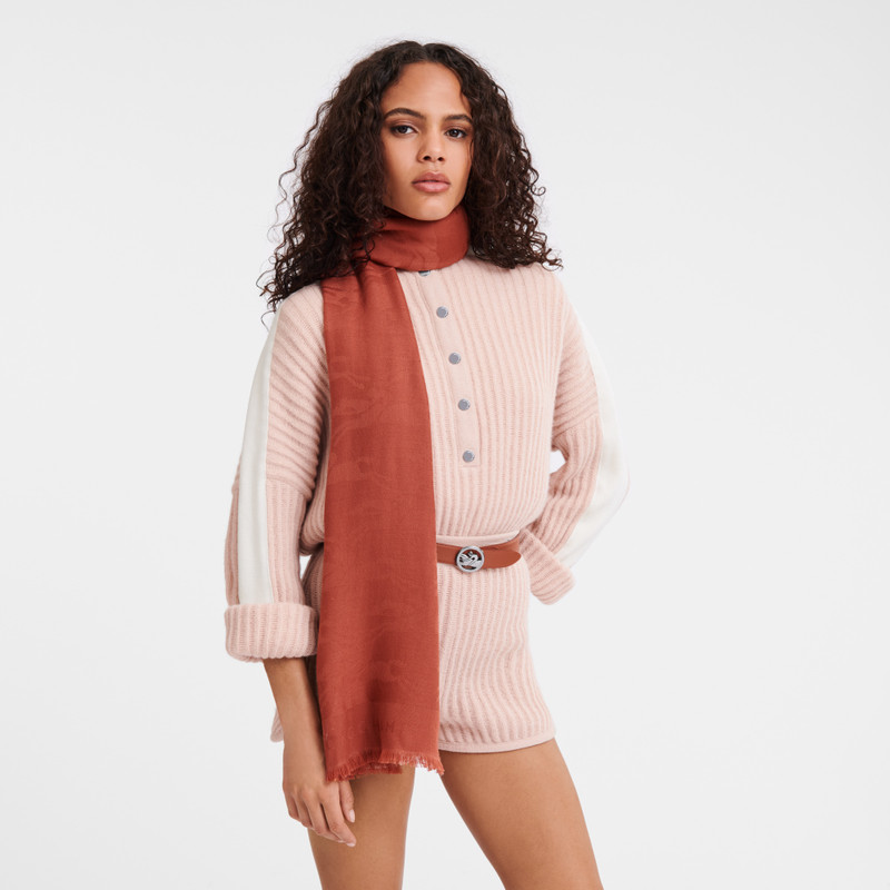 Longchamp Chevaux jacquard Stole Chestnut - Wool outlook