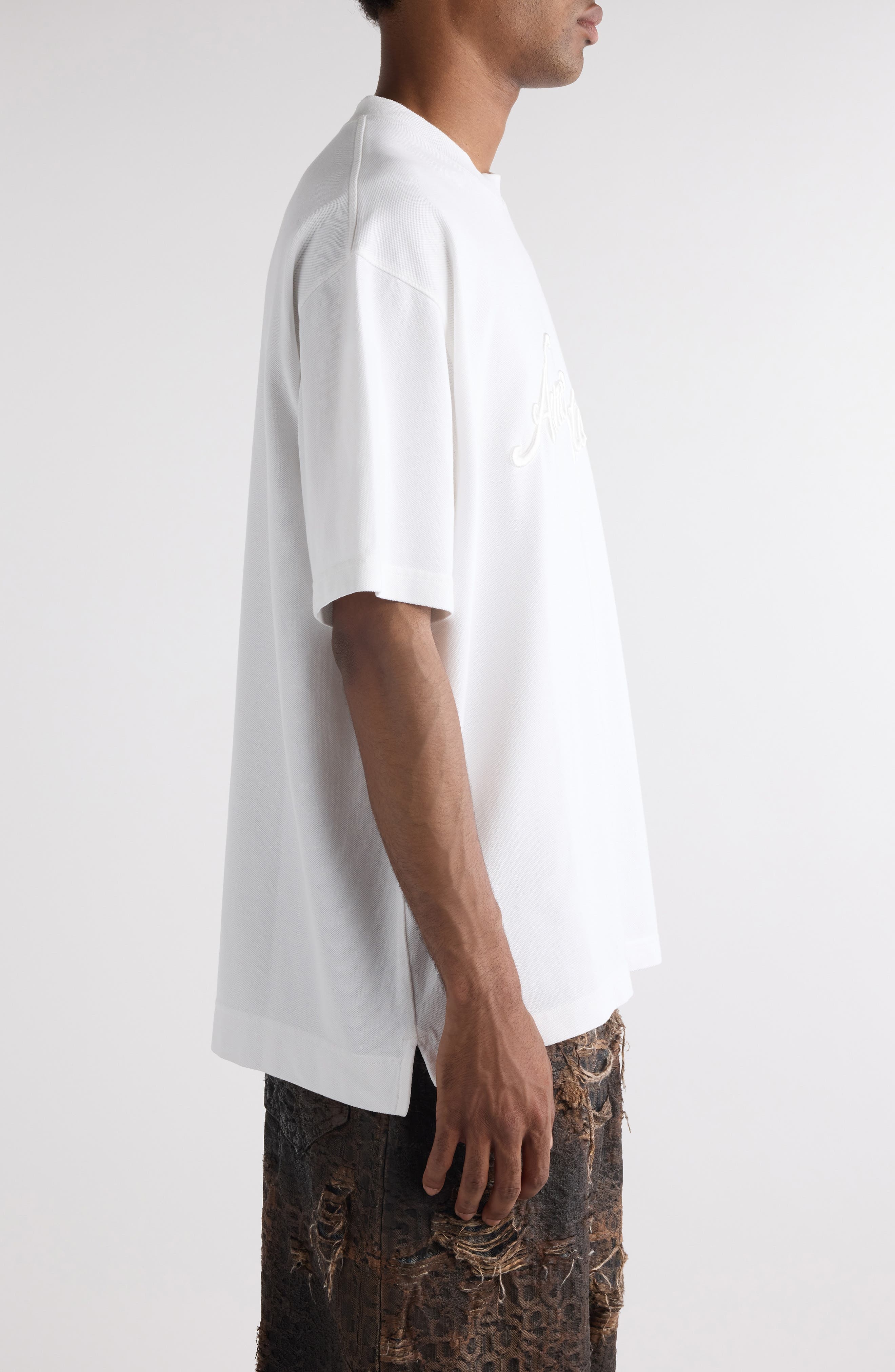 Acne Studios Tourist Logo Embroidered Cotton T-Shirt in Optic White at Nordstrom - 4