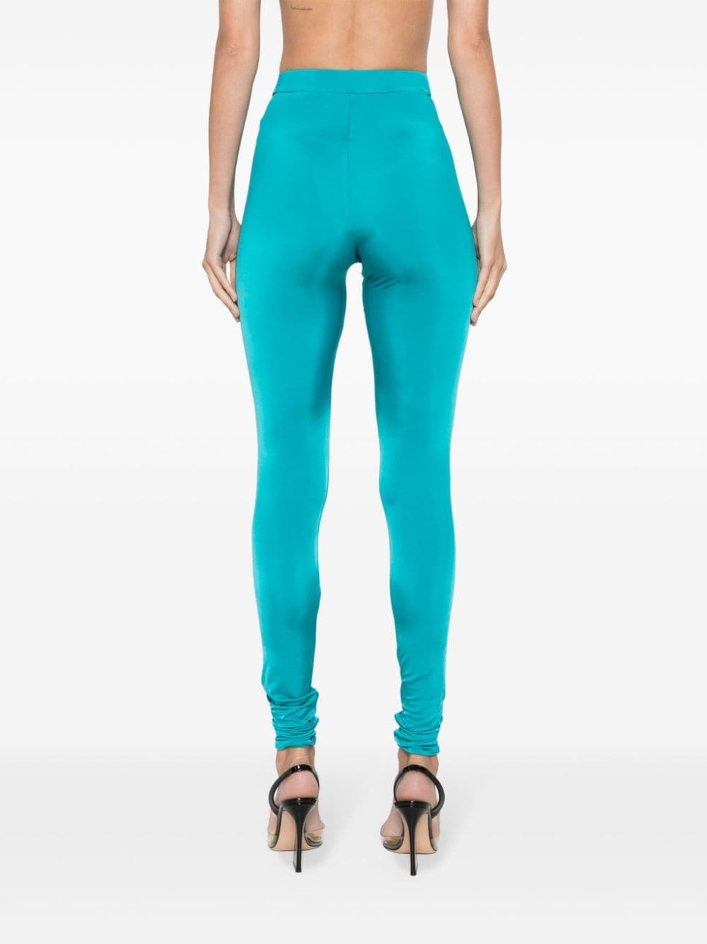 elasticated-waist tapered leggings - 4