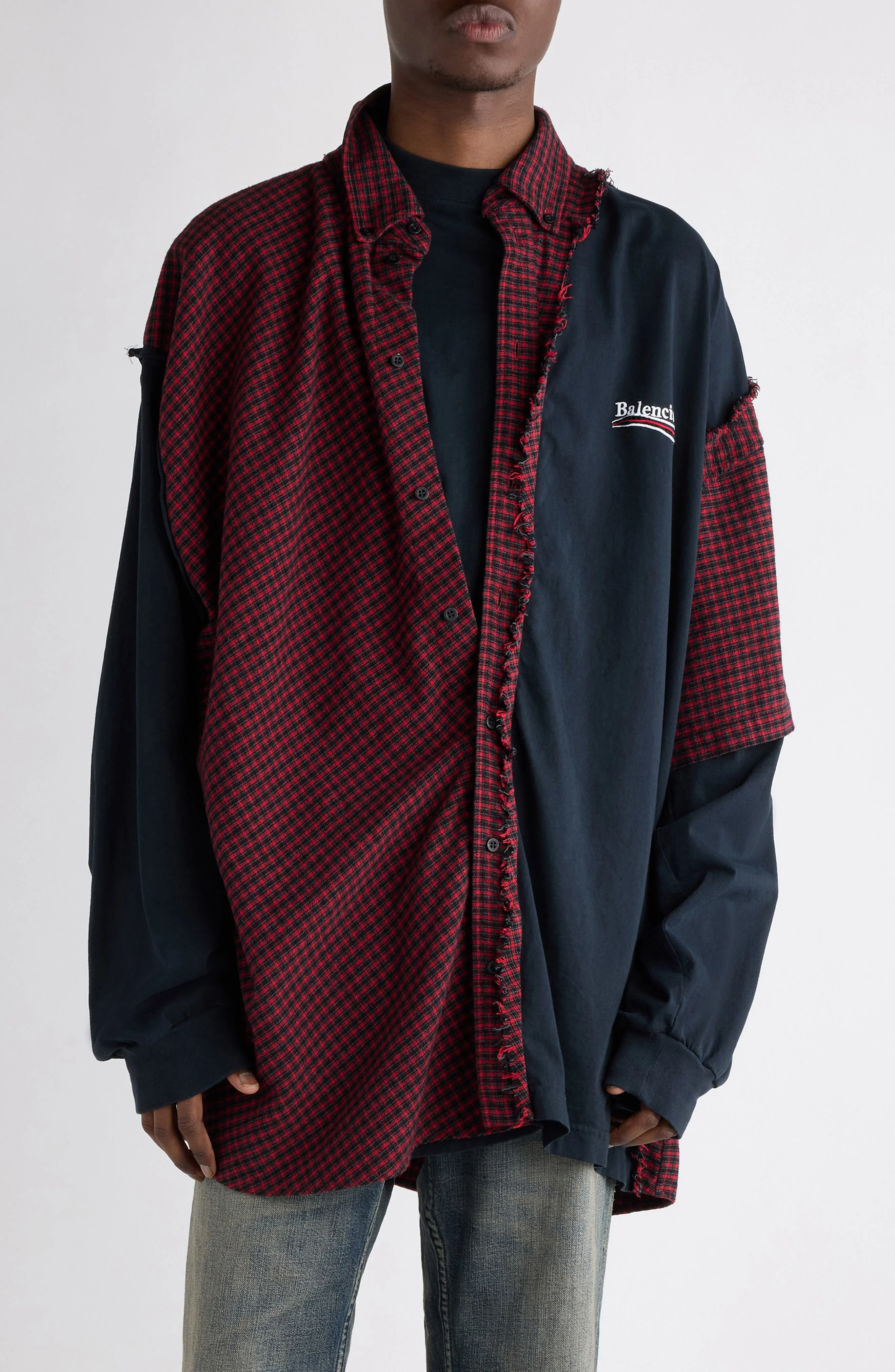 Balenciaga Patched Shirt in 6400 Red at Nordstrom - 1
