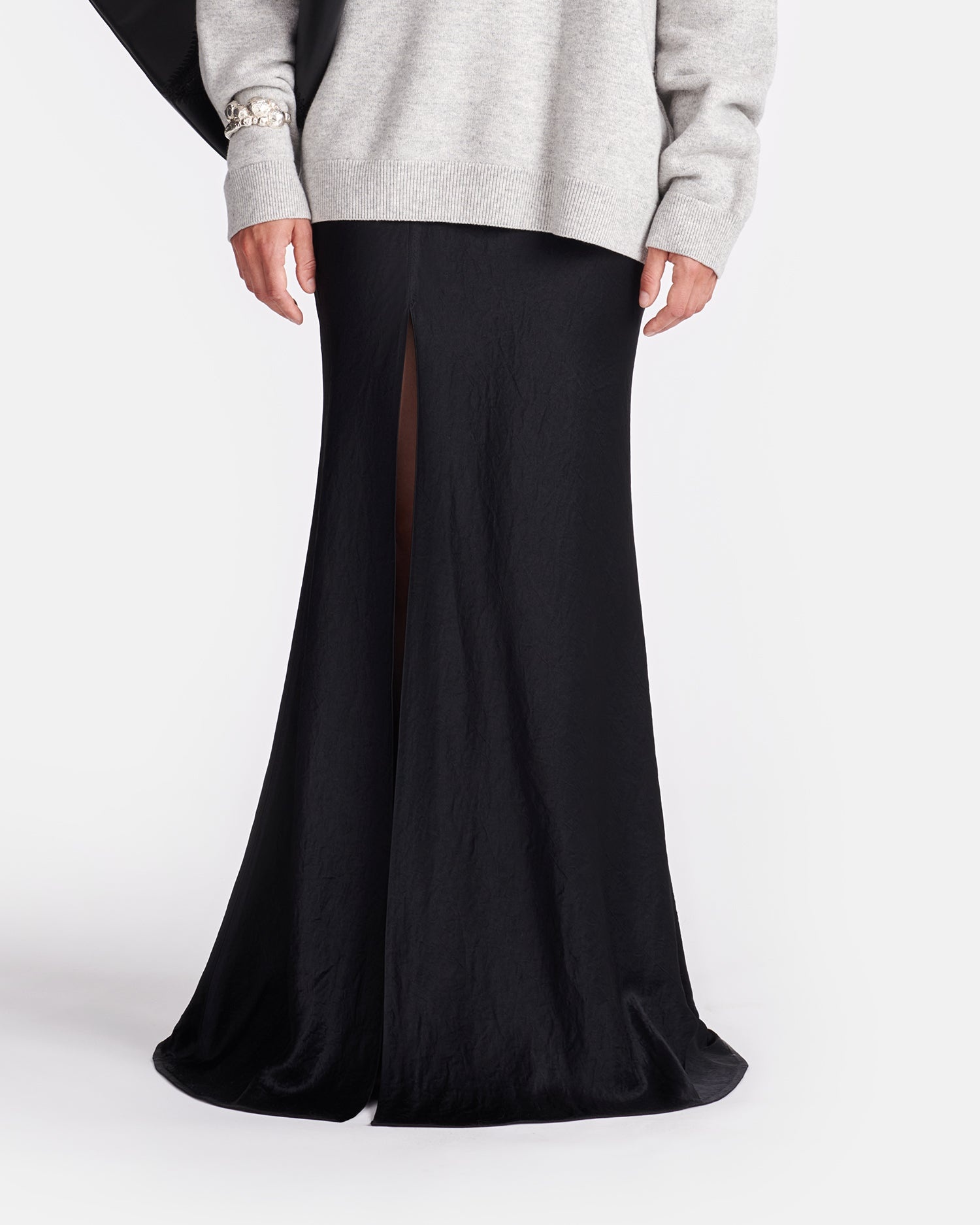 Crinkled-Satin Maxi Skirt - 4