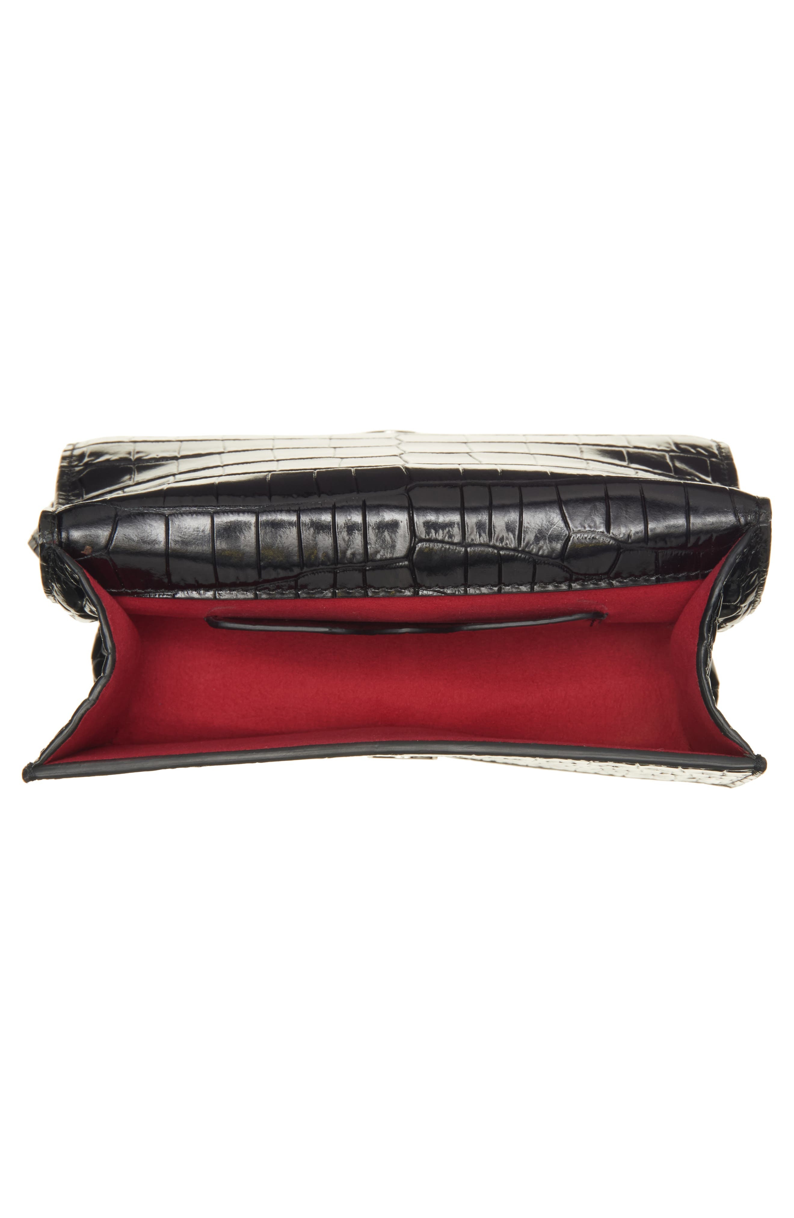 McQueen Mini Jeweled Croc Embossed Leather Crossbody Bag in Black at Nordstrom - 5