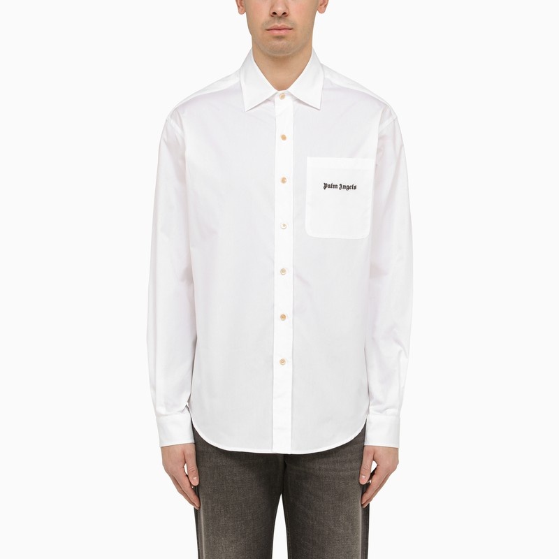 White cotton shirt with logo - 1