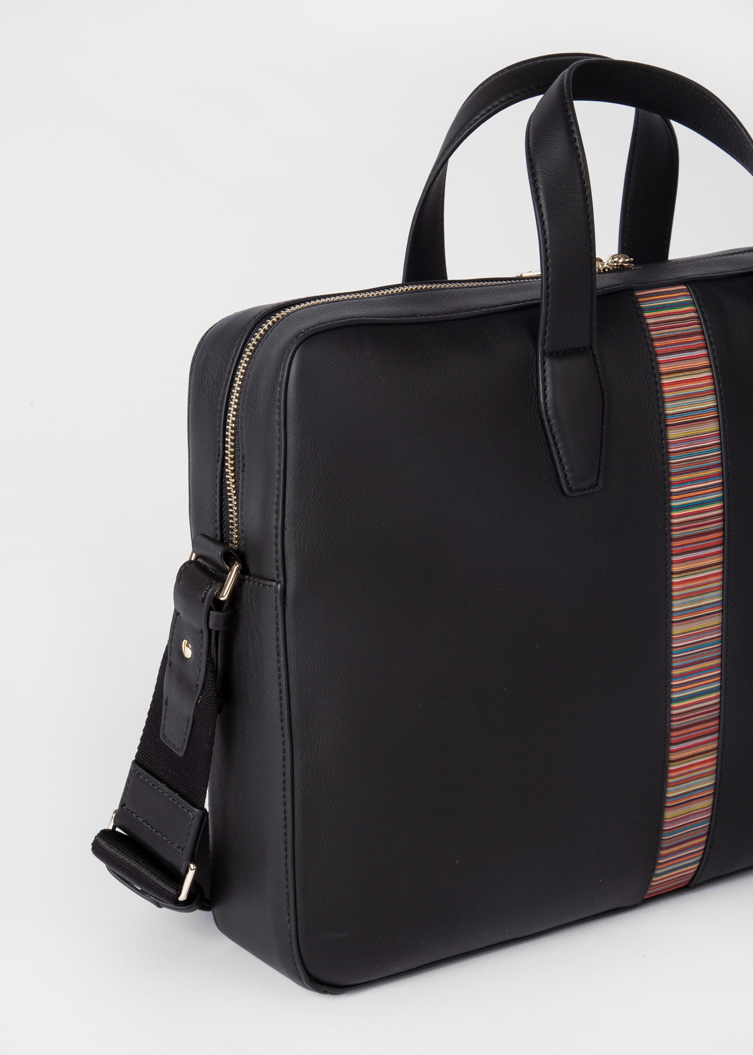 Black Leather 'Signature Stripe' Leather Business Folio - 7