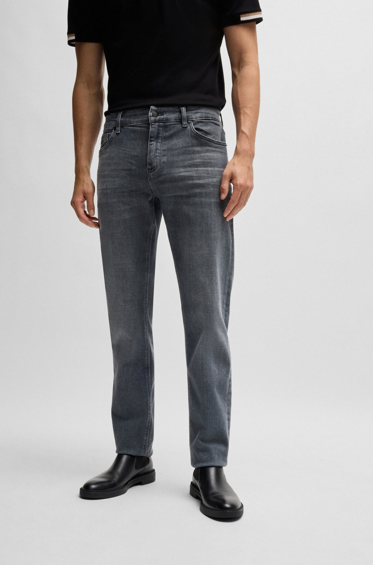 REGULAR-FIT JEANS IN GRAY ITALIAN SOFT-TOUCH DENIM - 2