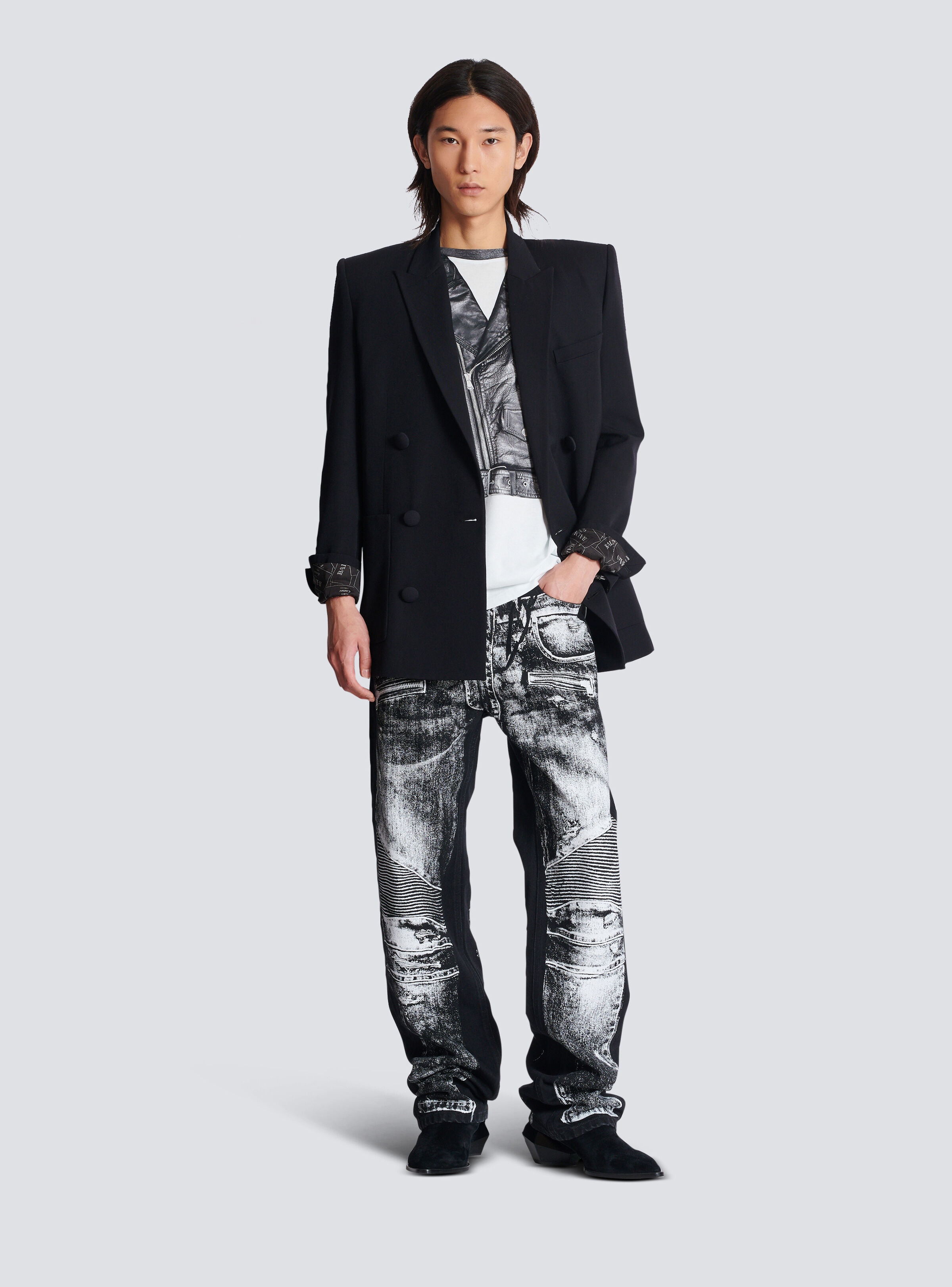 T-shirt with biker jacket print - 2