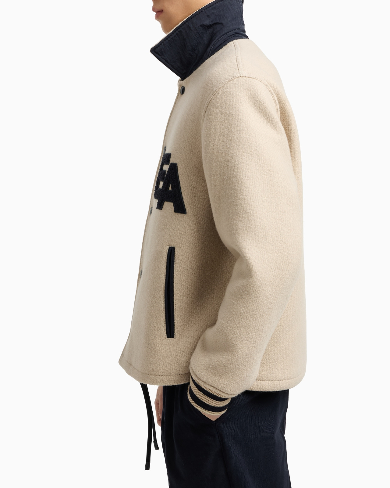 BLOUSON WITH PRESS STUDS IN WOOL CLOTH WITH AN OVERSIZED EA PATCH - 5
