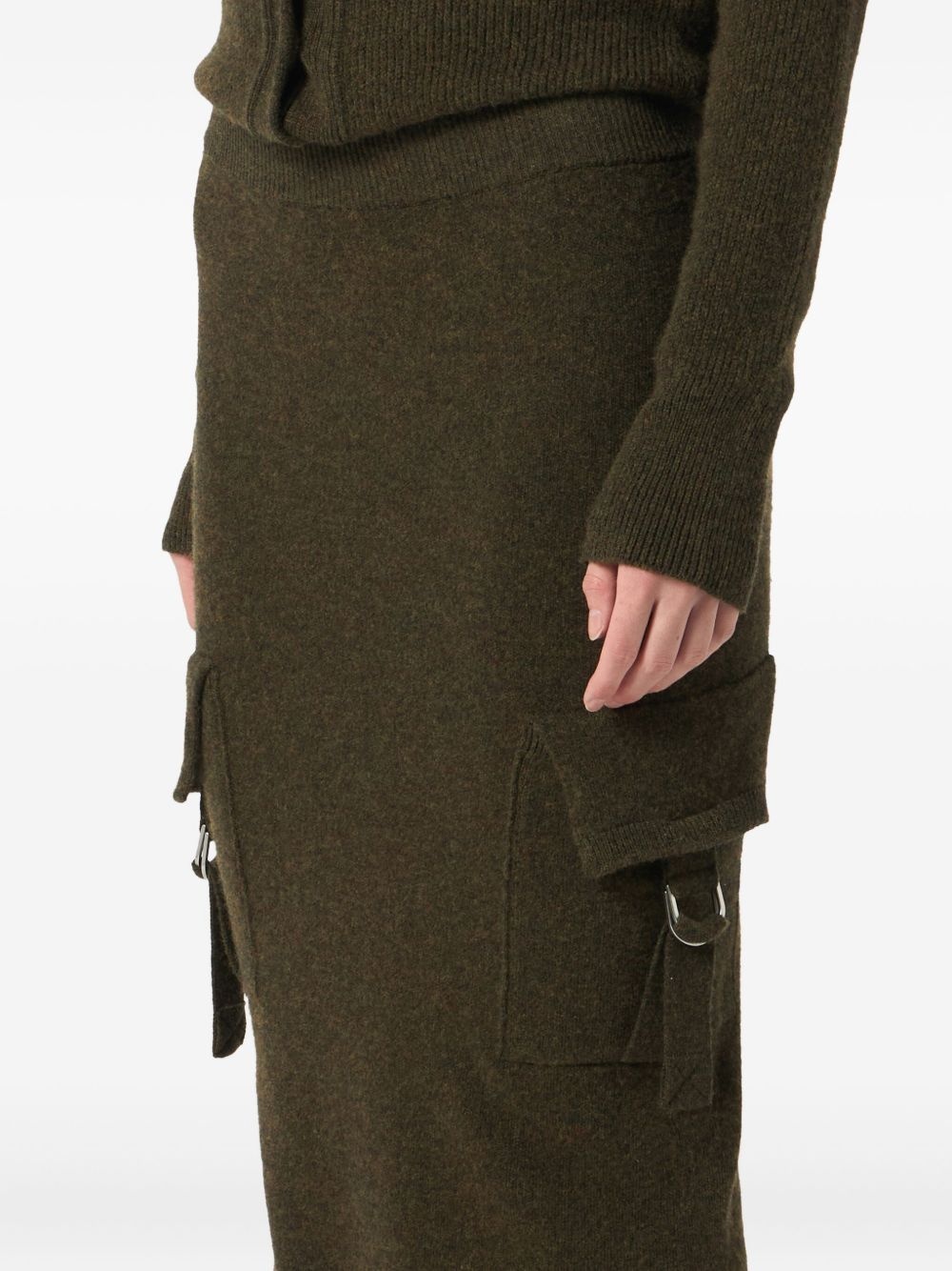 cargo-pockets knitted midi skirt - 4