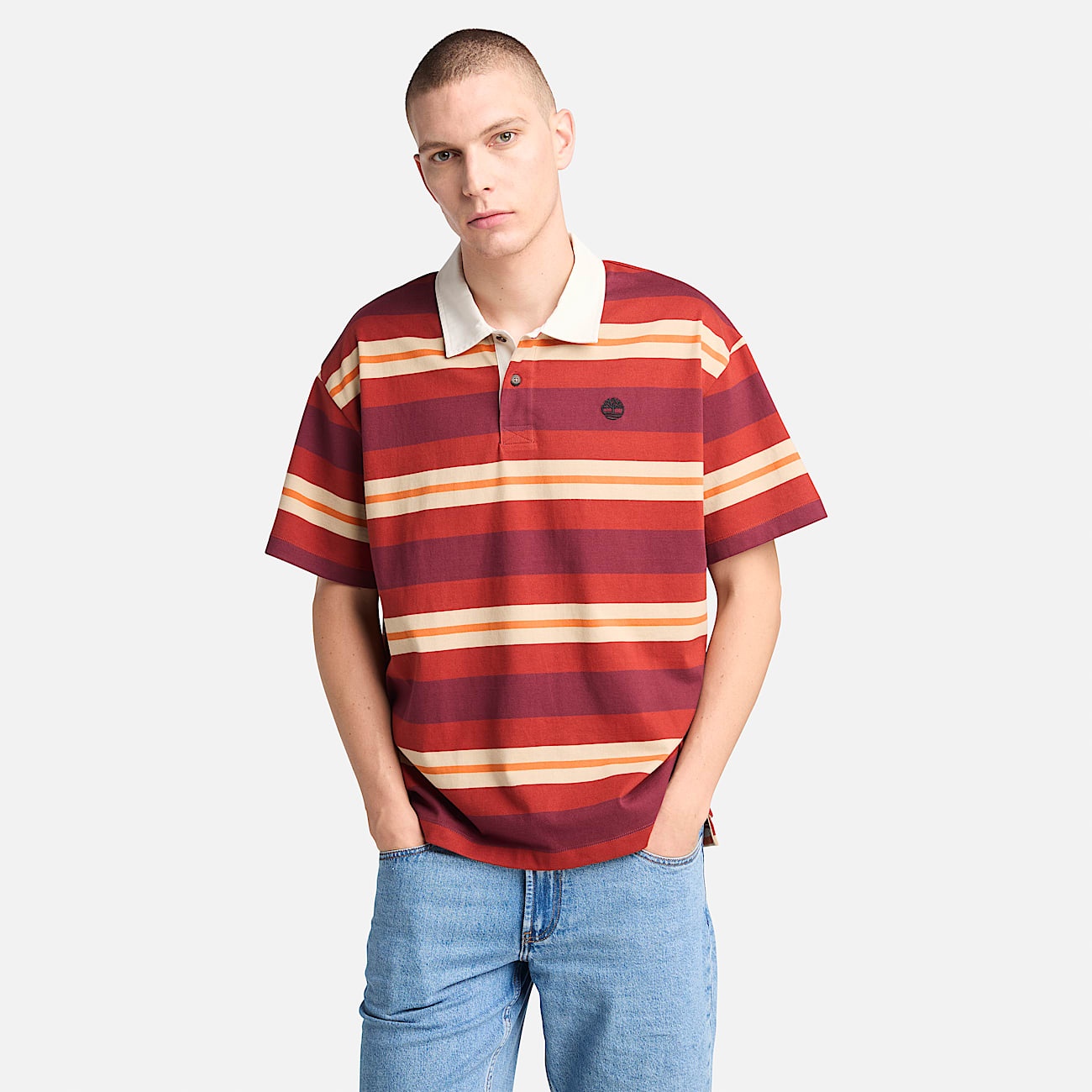 Men's Short-Sleeve Striped Rugby Polo - 2