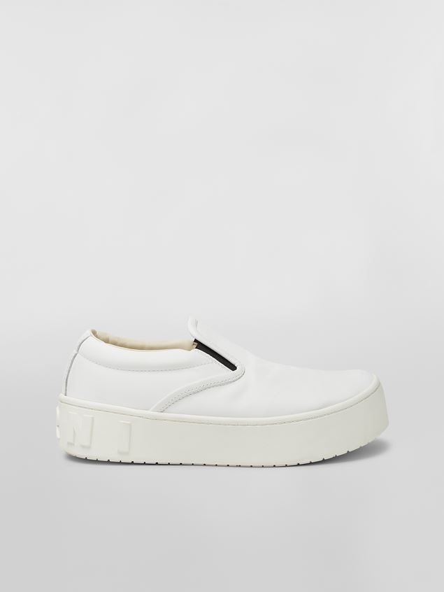 WHITE CALFSKIN SLIP-ON SNEAKER WITH RAISED MAXI MARNI LOGO - 1