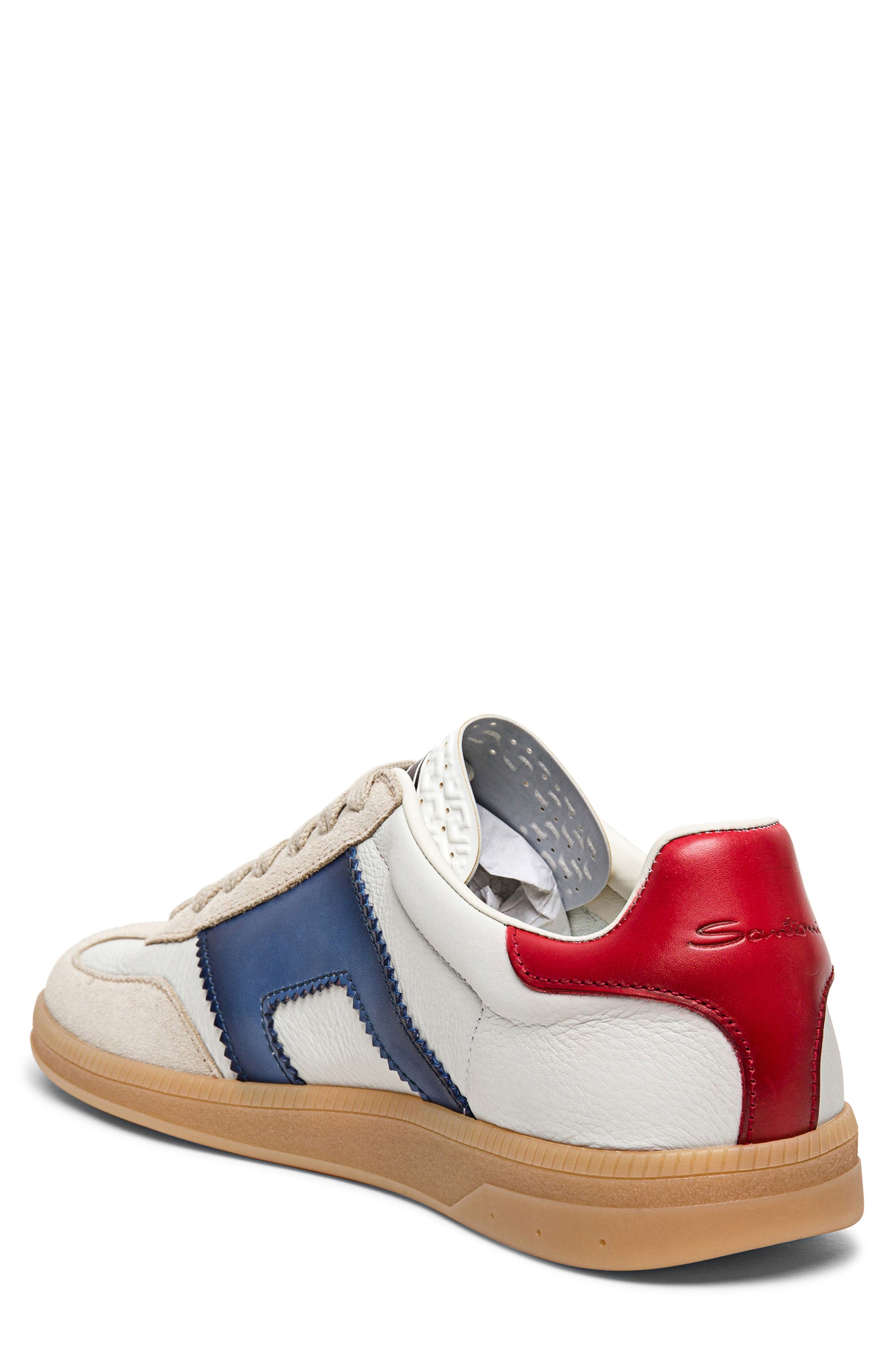 Santoni Olympic Low Top Sneaker in White Blue Red at Nordstrom - 2