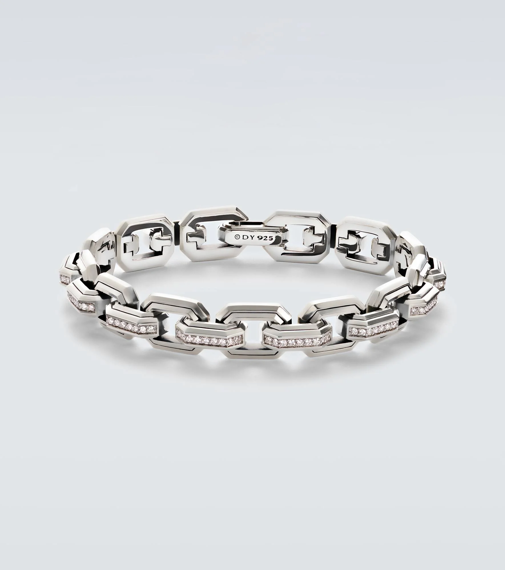 925 sterling silver chain bracelet with diamonds - 1