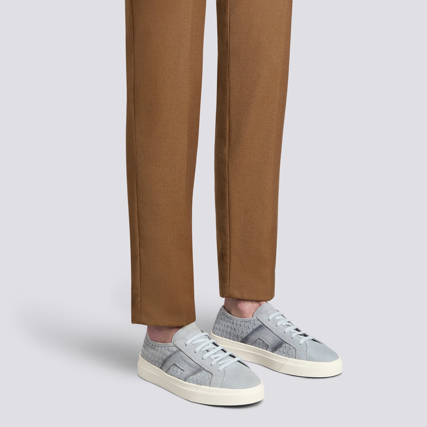 Men's light blue woven suede Double Buckle Sneaker - 2