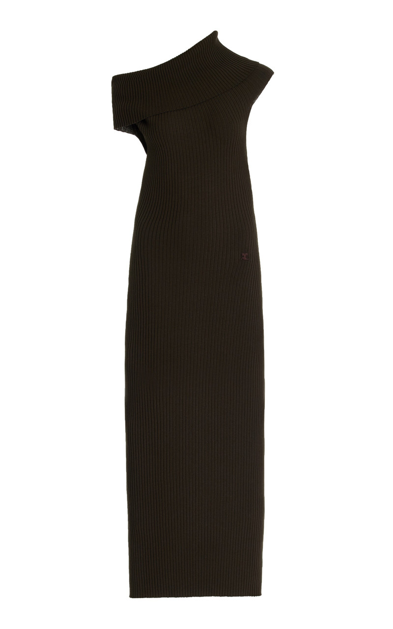 Twisted Ribbed-Knit Maxi Dress brown - 1