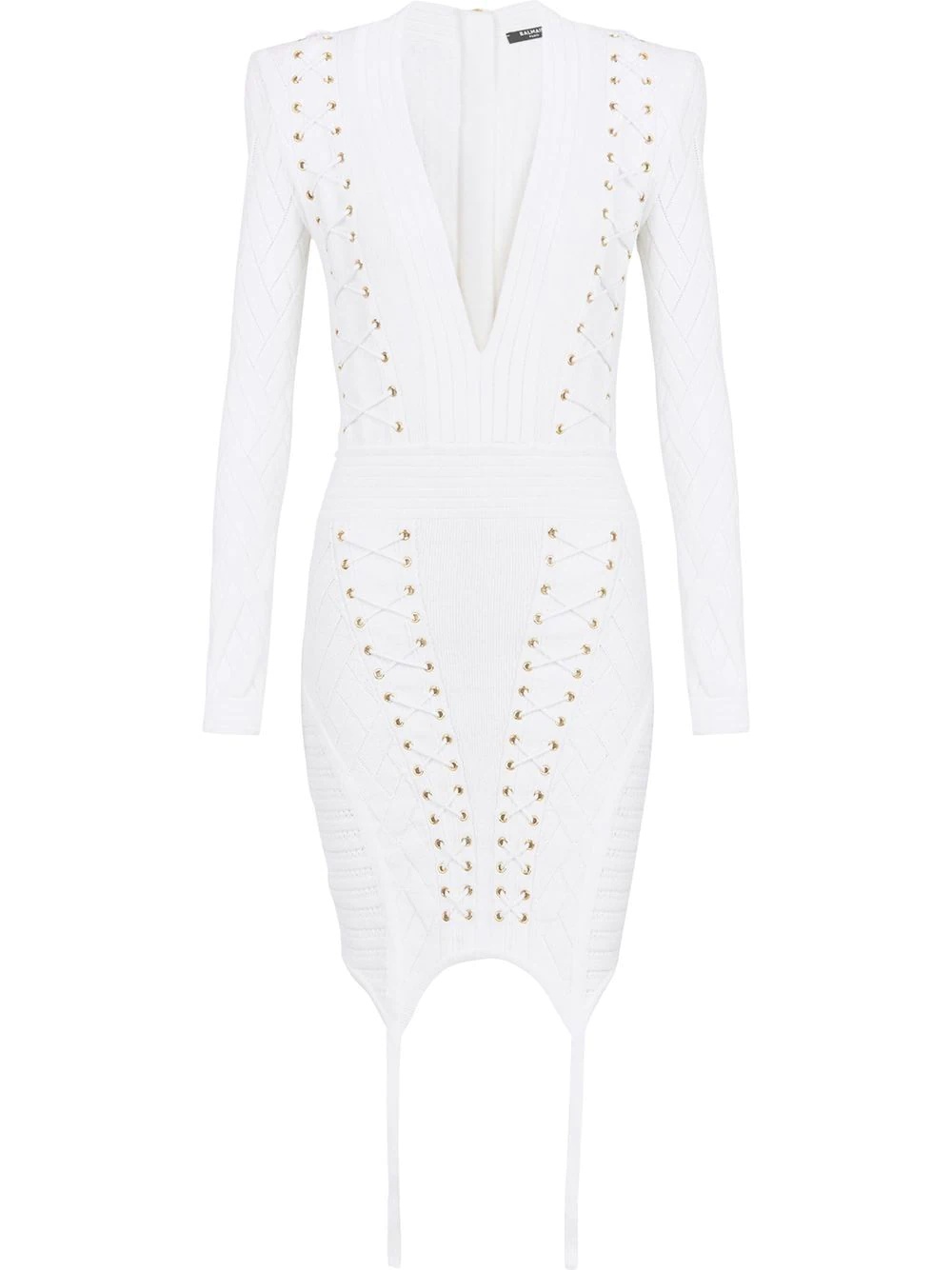 lace-up eyelet bodycon dress - 1