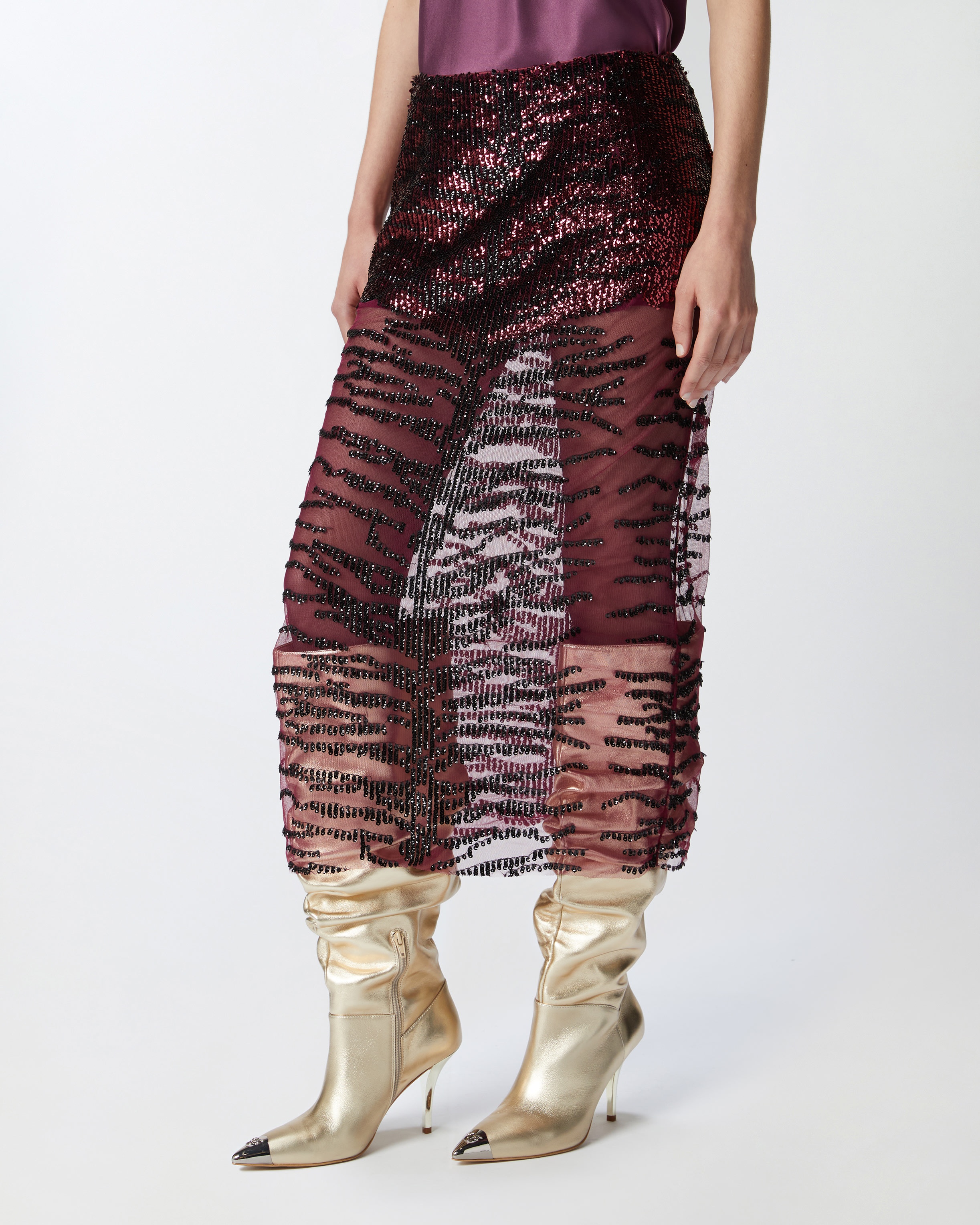 PENCIL SKIRT WITH ZEBRA-EFFECT SEQUIN EMBROIDERY - 3