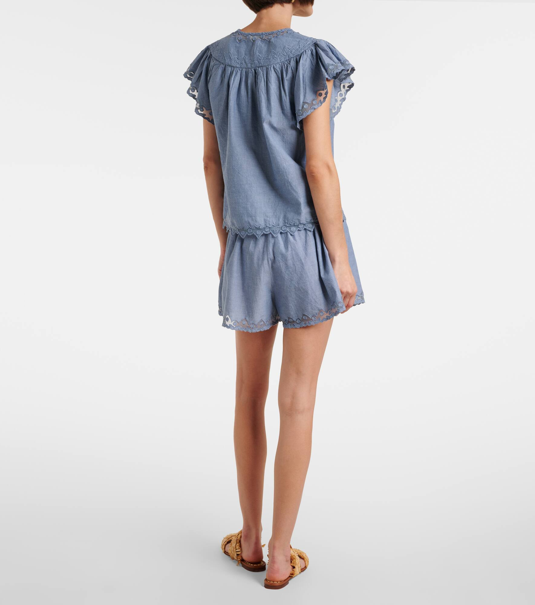 Effie lace-trimmed cotton top - 3