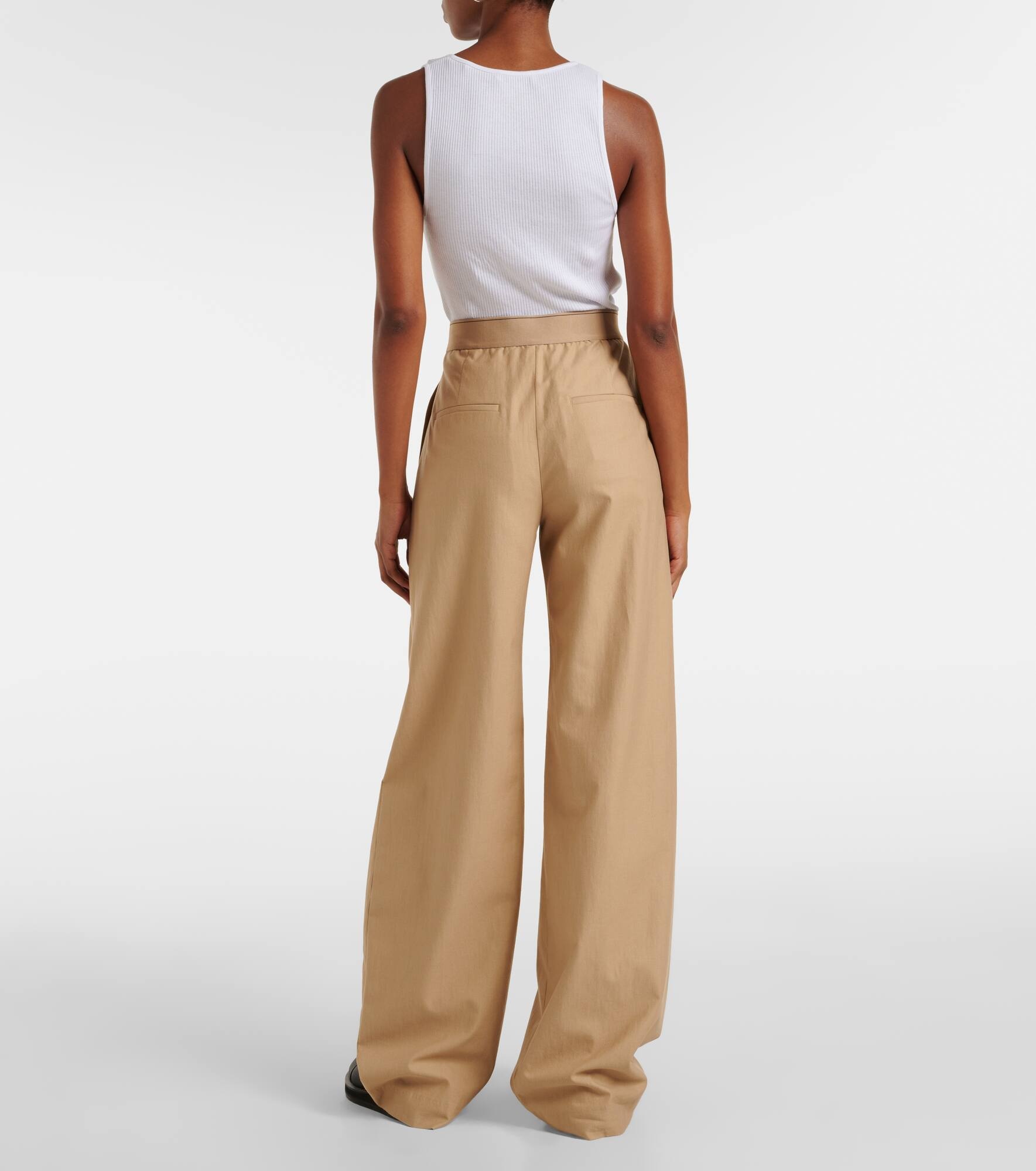 Cotton and wool wide-leg pants - 3