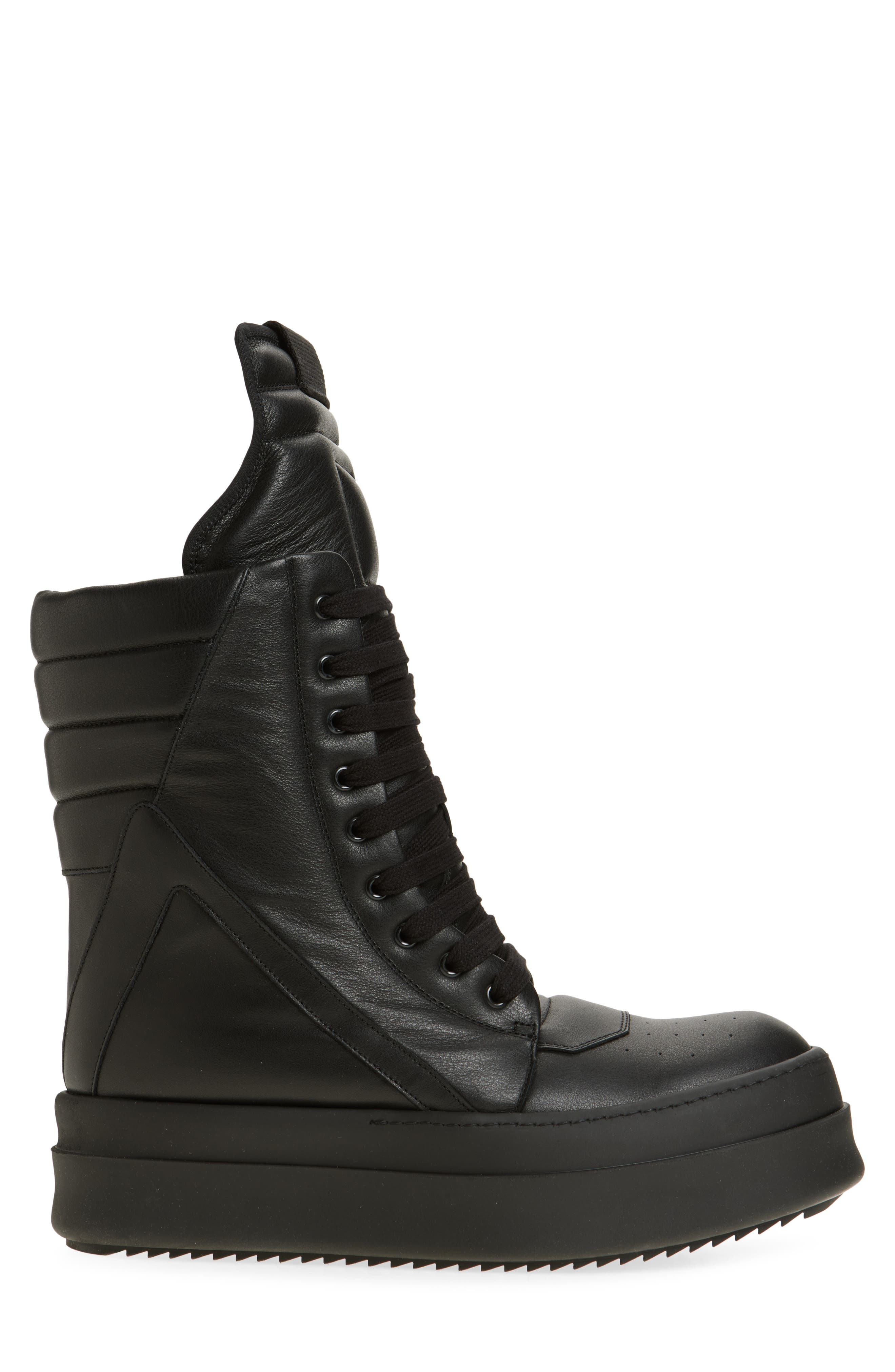 Rick Owens Mega Geobasket High Top Sneaker in Black/Black/Black at Nordstrom - 3