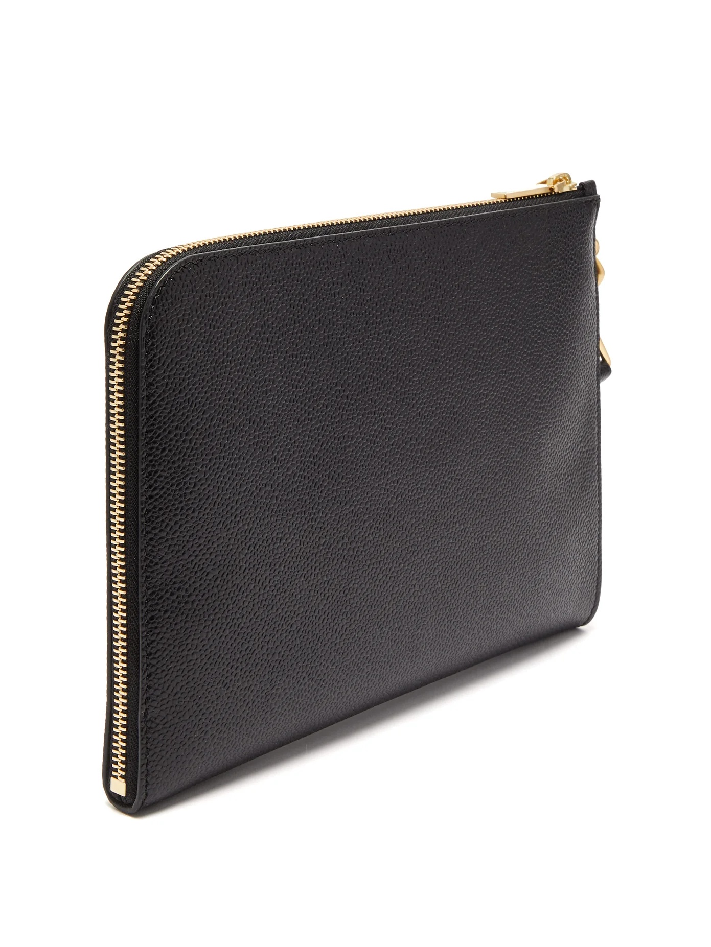 Tricolour-wristlet grained-leather folio pouch - 4