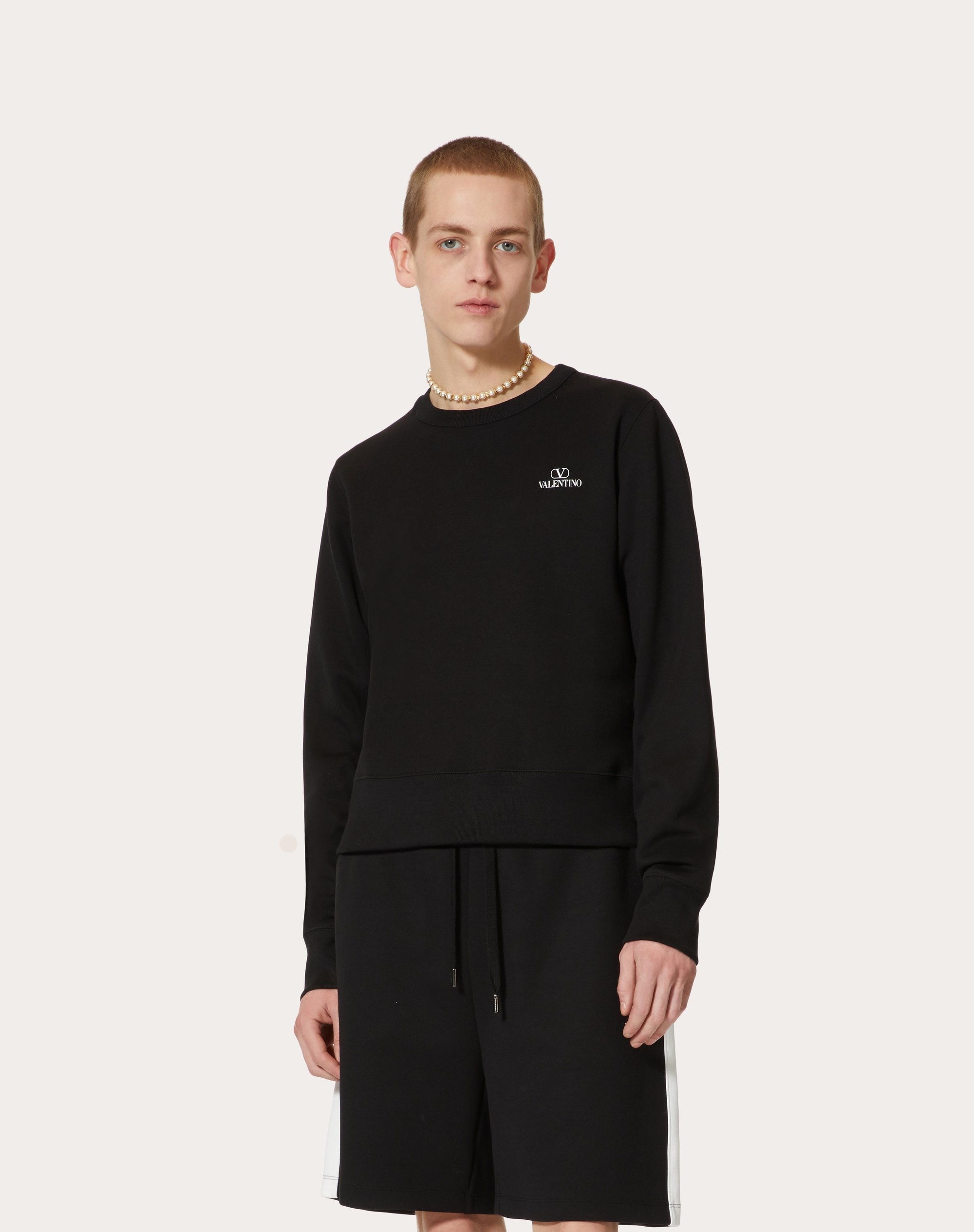 VLOGO VALENTINO PRINT CREWNECK COTTON SWEATSHIRT - 3