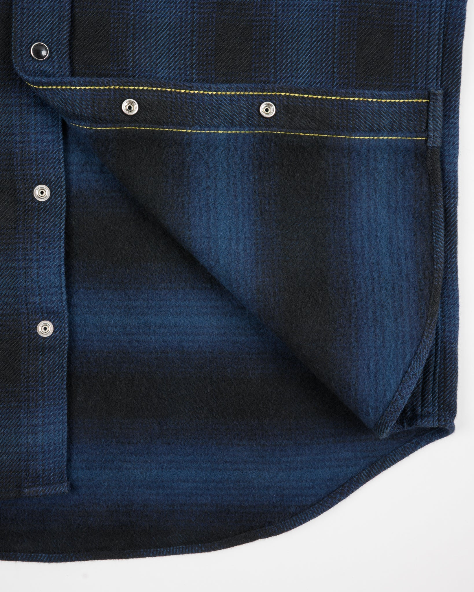 IHSH-264-NAV Ultra Heavy Flannel Ombré Check Western Shirt - Navy/Black - 23
