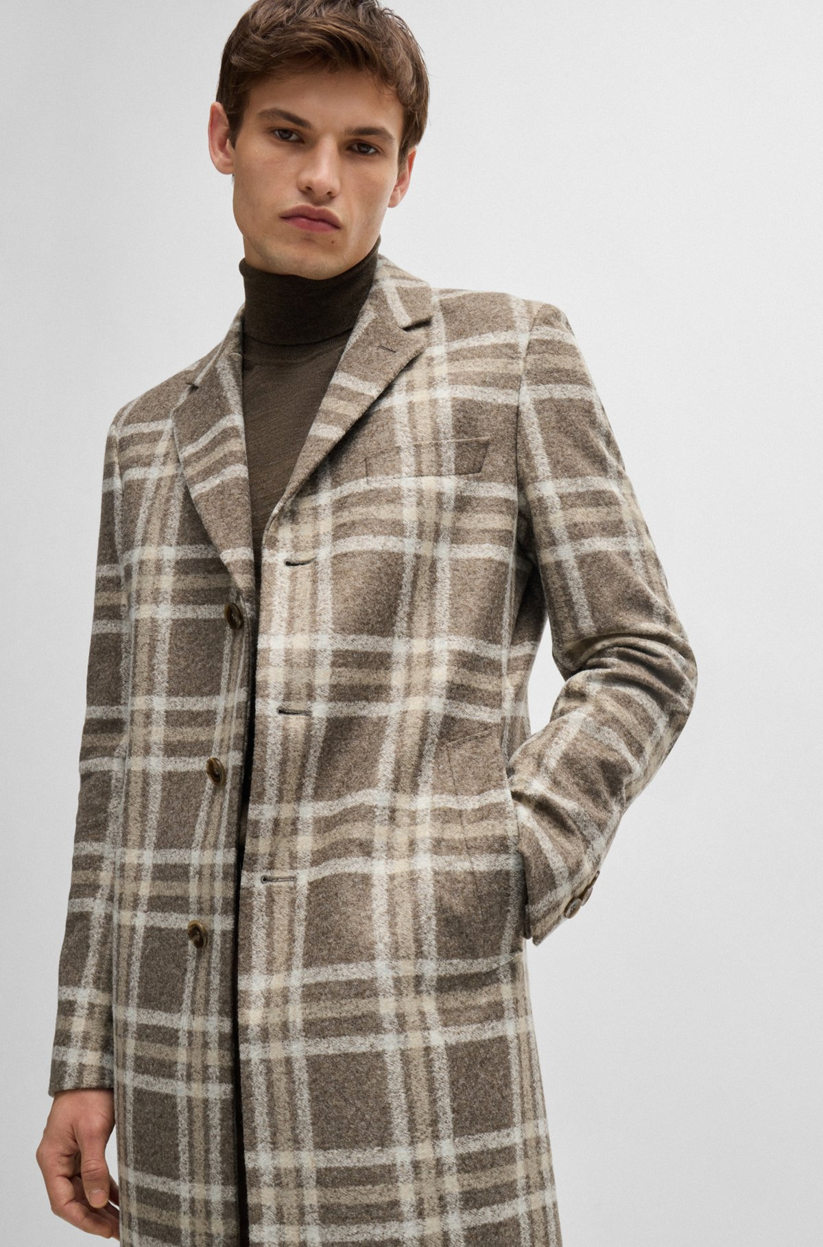 SLIM-FIT COAT WITH ALL-OVER CHECK - 6