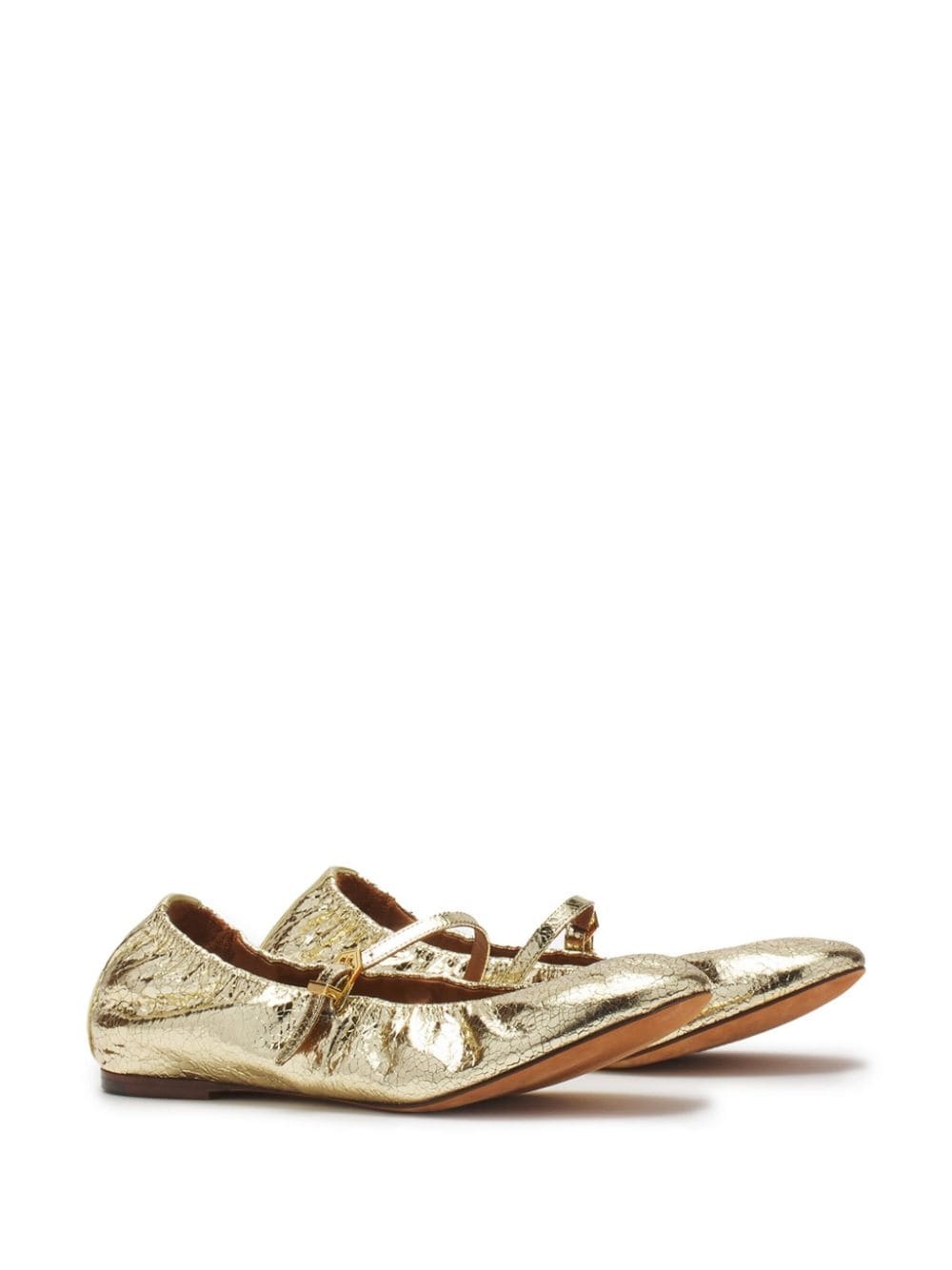 logo-tag leather ballerinas - 2