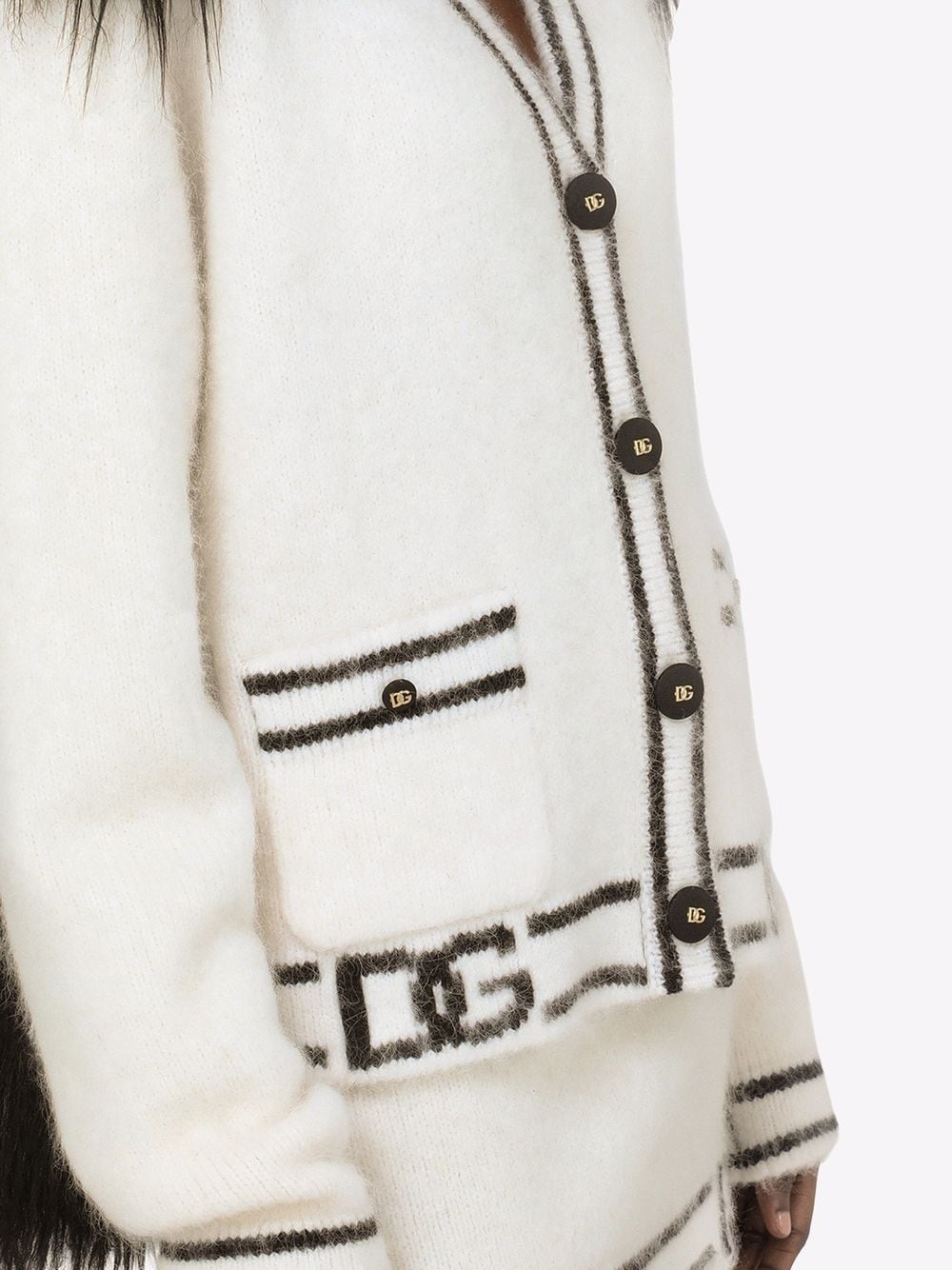 faux-fur panelled cardigan - 5