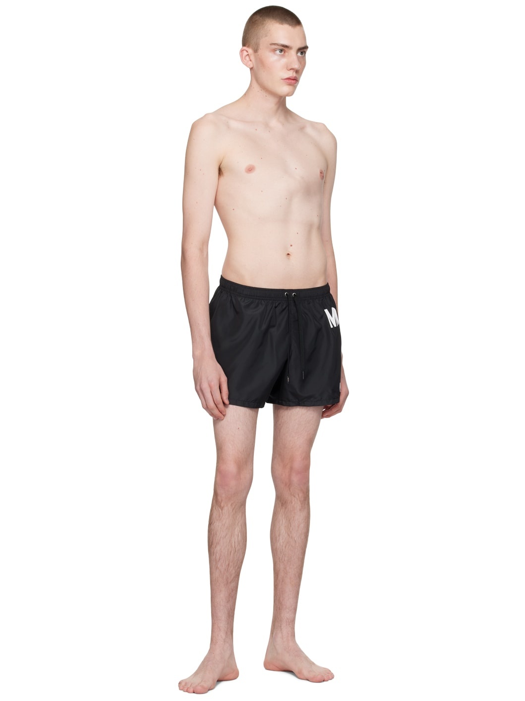 Black Double Question Mark Swim Shorts - 4