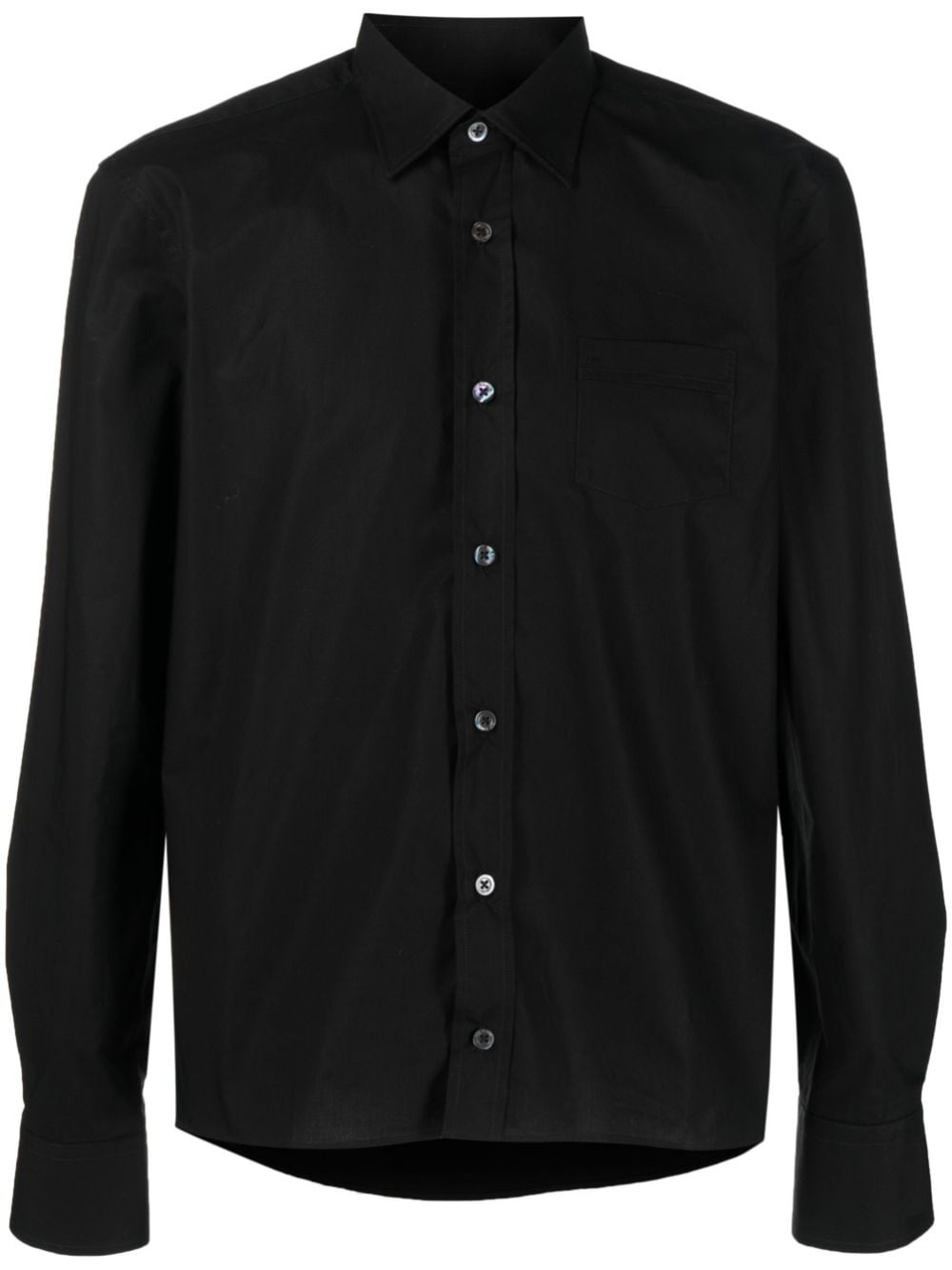 logo-patch long-sleeve cotton shirt - 1