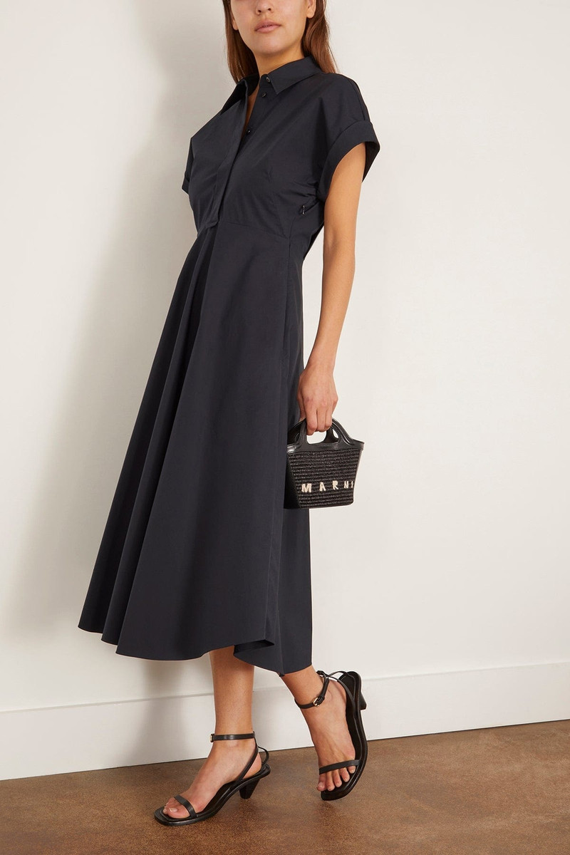 DOROTHEE SCHUMACHER Poplin Power Dress in Midnight outlook