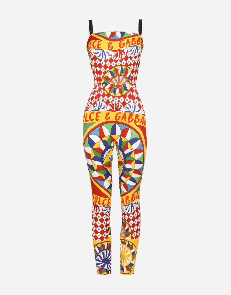 Carretto-print technical jersey jumpsuit - 1