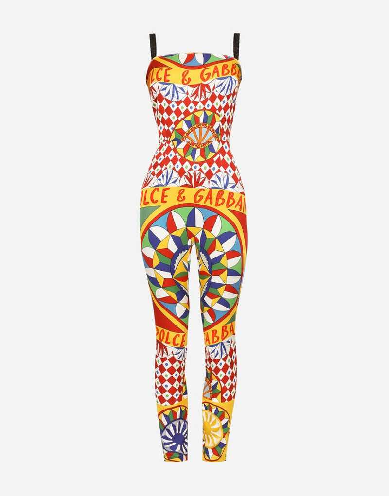 Carretto-print technical jersey jumpsuit 1