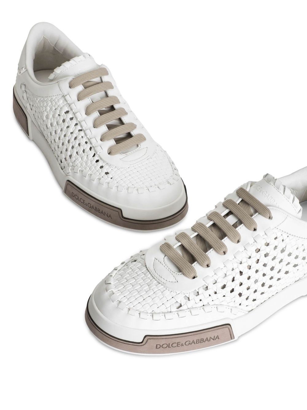 woven leather sneakers - 4